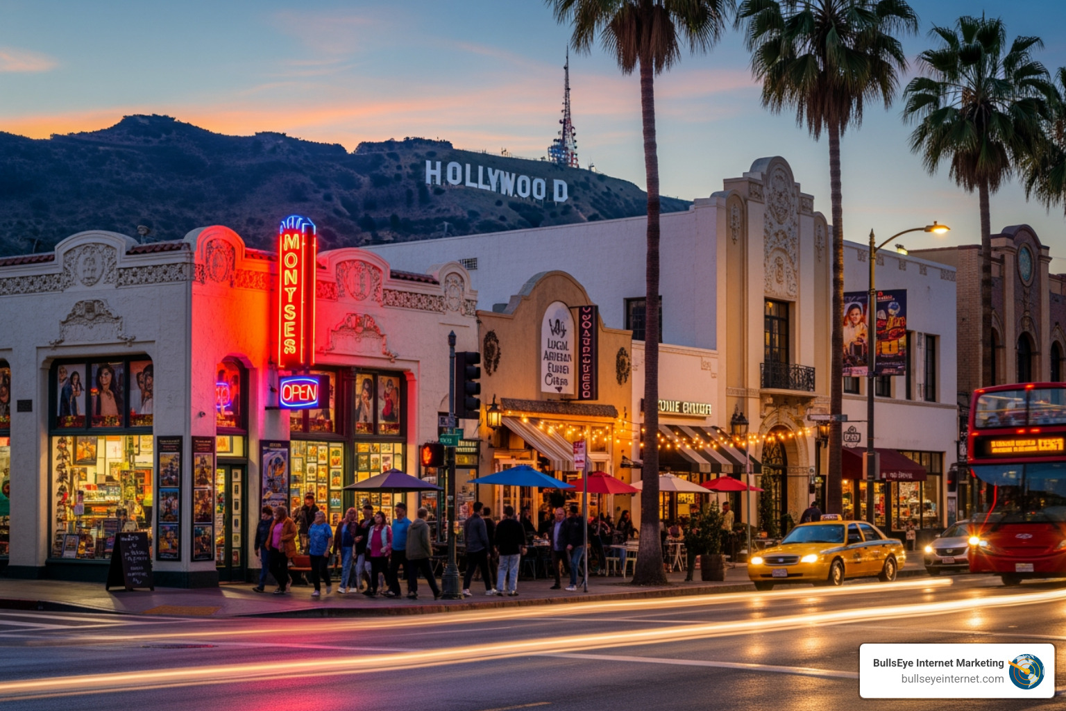 Google search result for "restaurants in Hollywood FL" showing the 3-Pack map results - local SEO Hollywood
