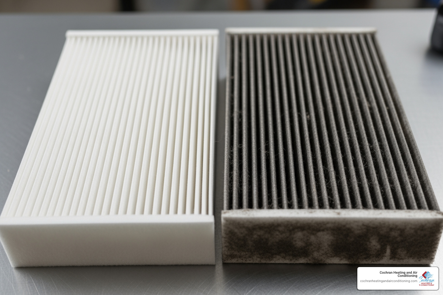 clean furnace filter next to dirty one - furnace blowing cold air clean furnace filter next to dirty one - furnace blowing cold air