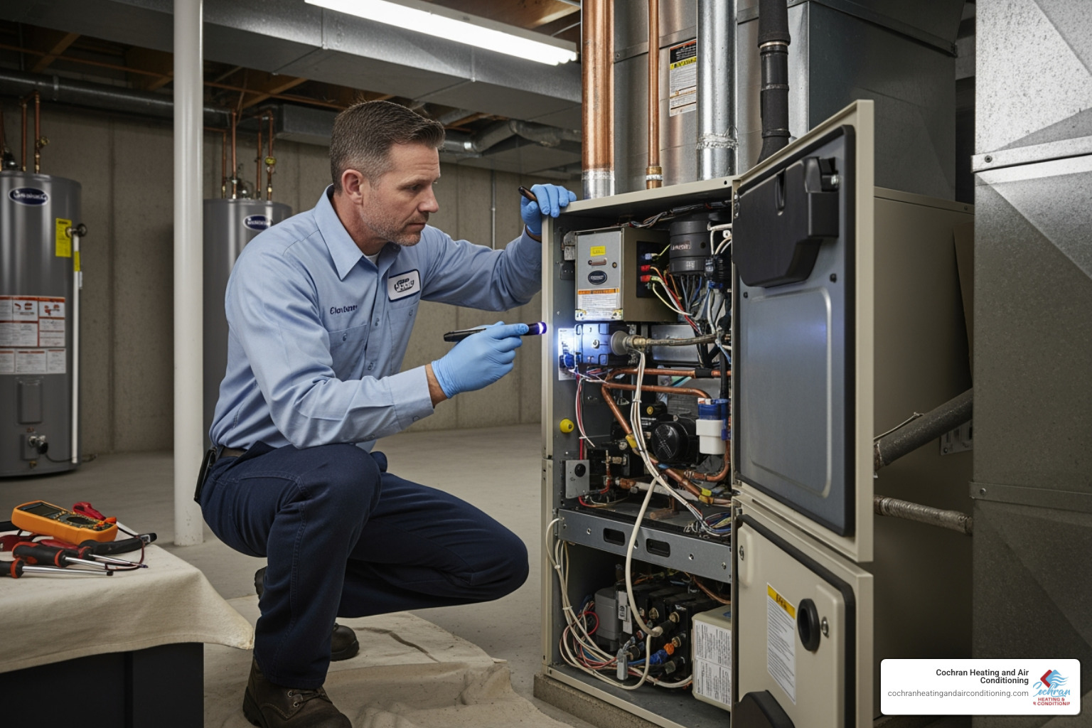 technician inspecting furnace - hvac in joplin mo technician inspecting furnace - hvac in joplin mo