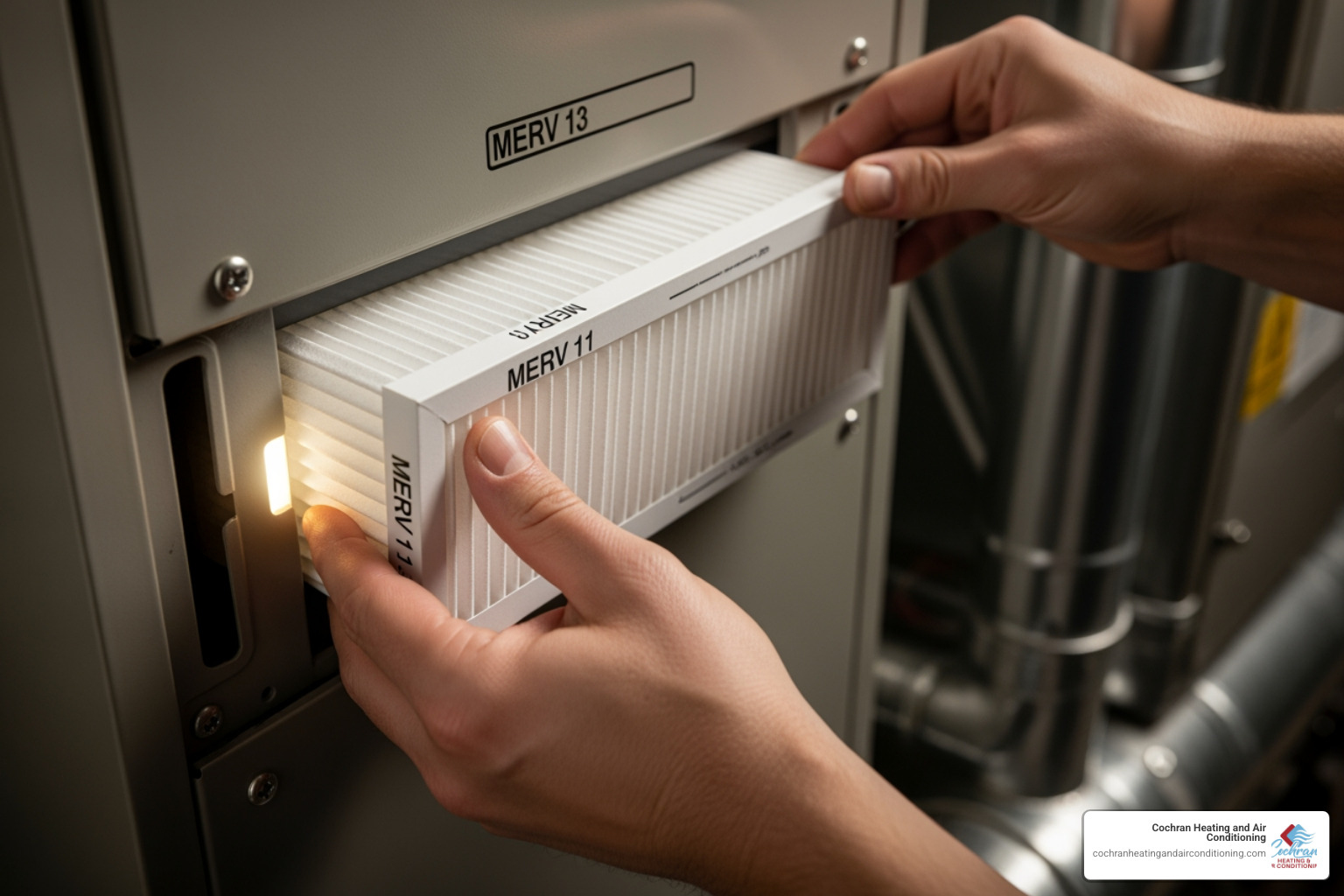 A high-quality HVAC air filter being changed - house air quality testing