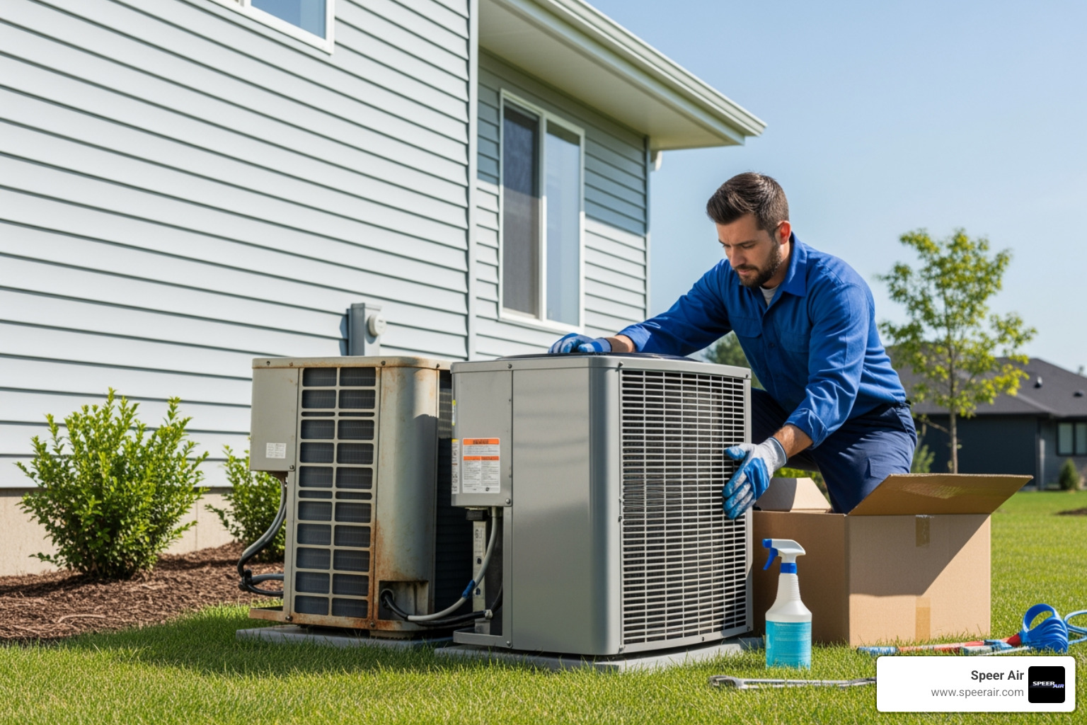 infographic showing the HVAC system replacement process from initial assessment through system selection, installation timeline, and post-installation care, with icons representing energy efficiency ratings, Manual J calculation, and maintenance schedule - hvac system replacement infographic showing the HVAC system replacement process from initial assessment through system selection, installation timeline, and post-installation care, with icons representing energy efficiency ratings, Manual J calculation, and maintenance schedule - hvac system replacement