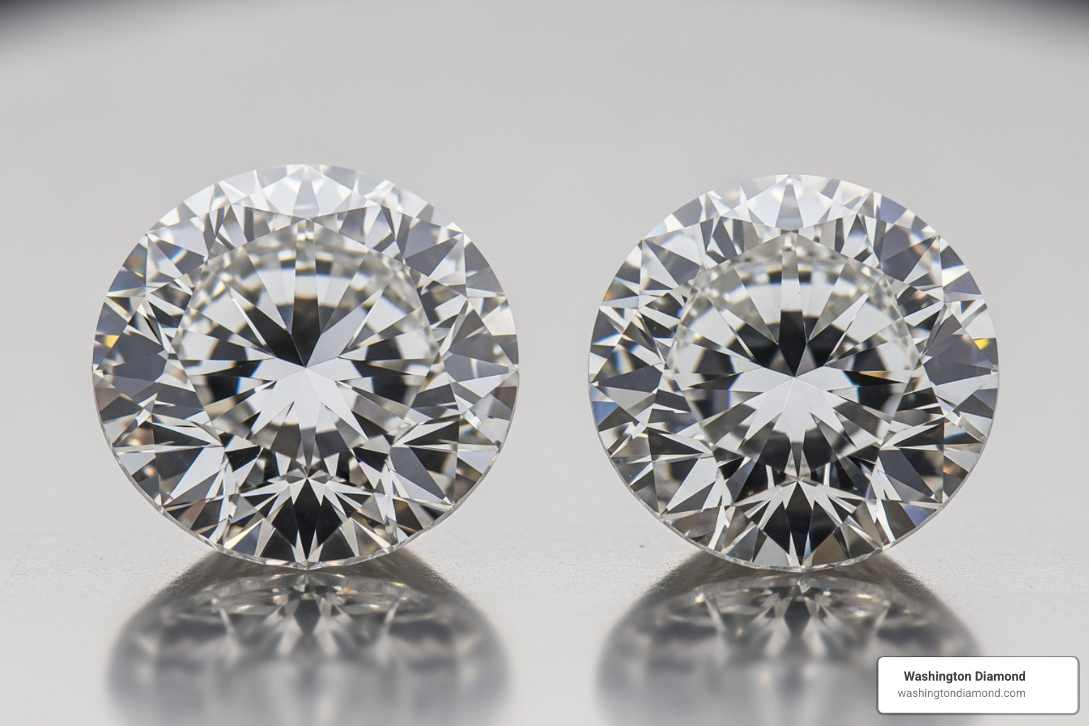 Natural diamond vs. lab-grown diamond side-by-side - loose diamonds Natural diamond vs. lab-grown diamond side-by-side - loose diamonds