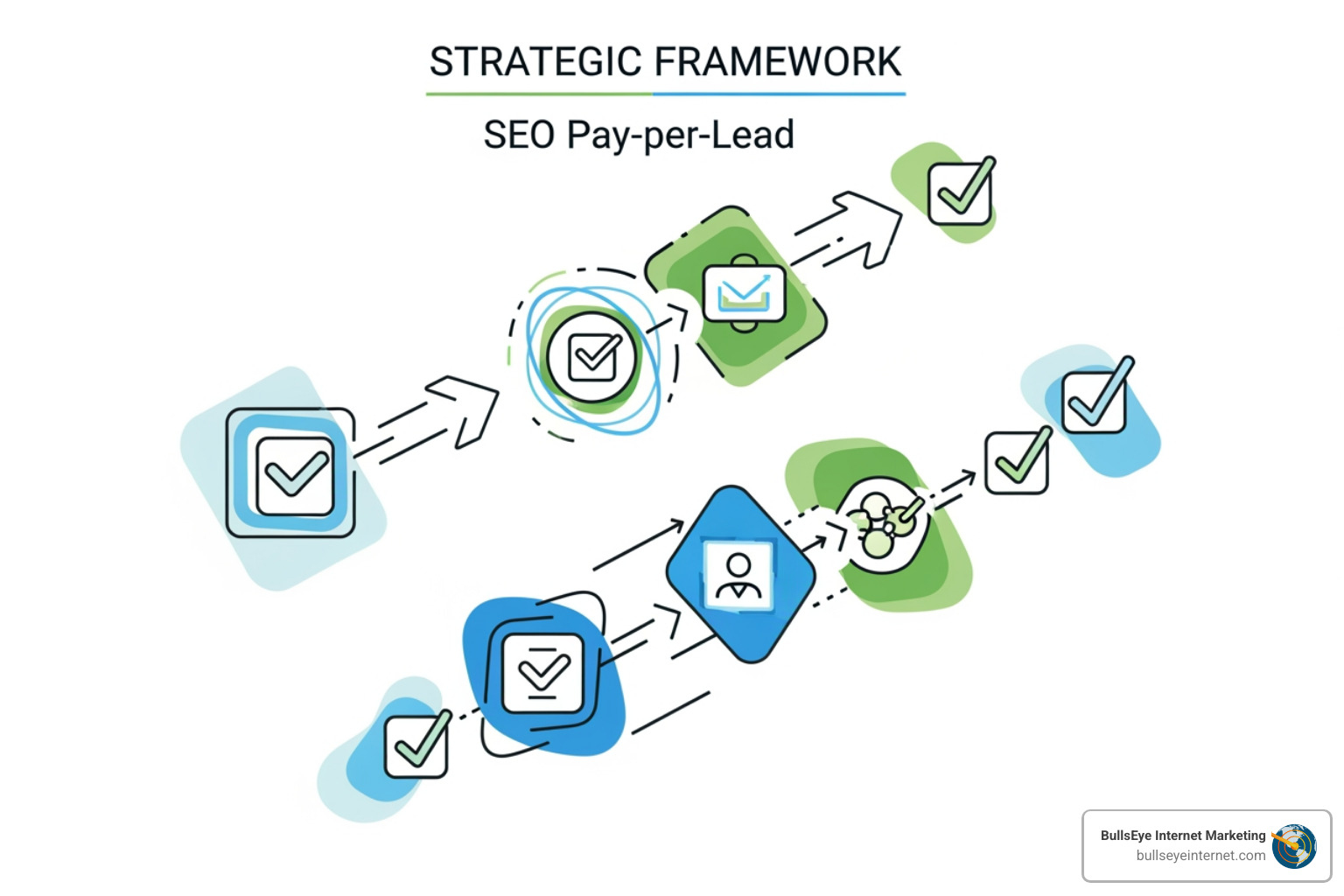 Checklist or step-by-step diagram for the PPL SEO framework - SEO pay per lead
