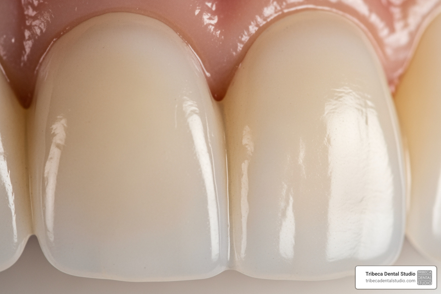 close-up of a single, high-quality porcelain veneer showing its texture and translucency - cost of porcelain veneers