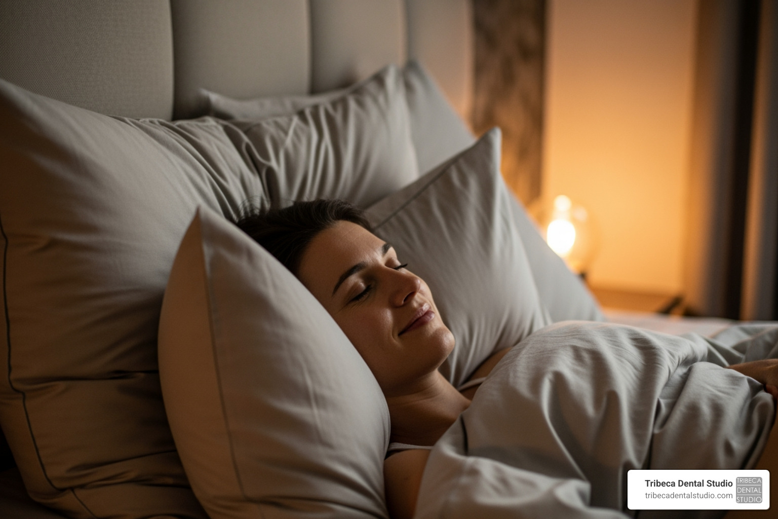a person resting with their head lifted on pillows - Dental implant post care