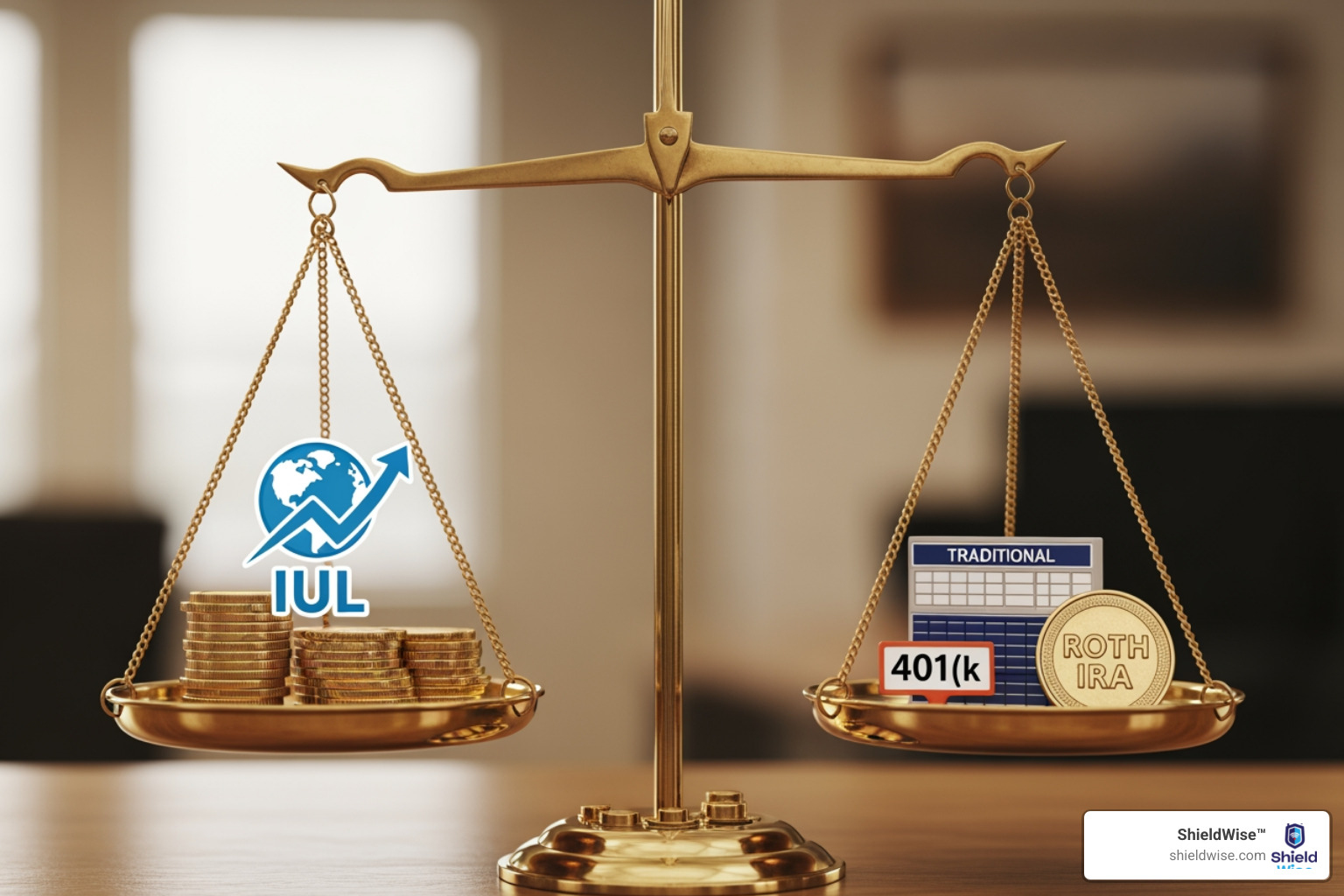 Scale balancing IUL with other retirement savings concepts - indexed universal life for retirement Scale balancing IUL with other retirement savings concepts - indexed universal life for retirement