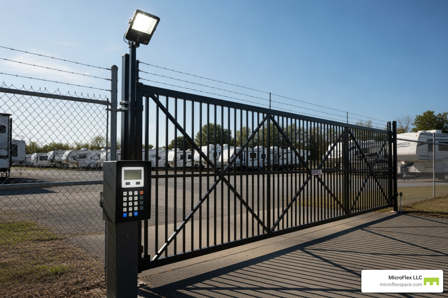 Secure gate with keypad entry - Find RV storage Secure gate with keypad entry - Find RV storage