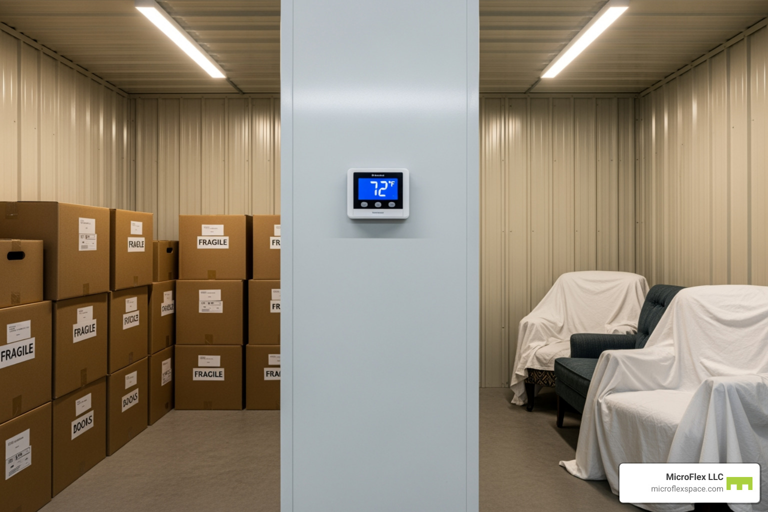 a climate-controlled storage unit with a visible thermostat - how much does it cost for short term storage