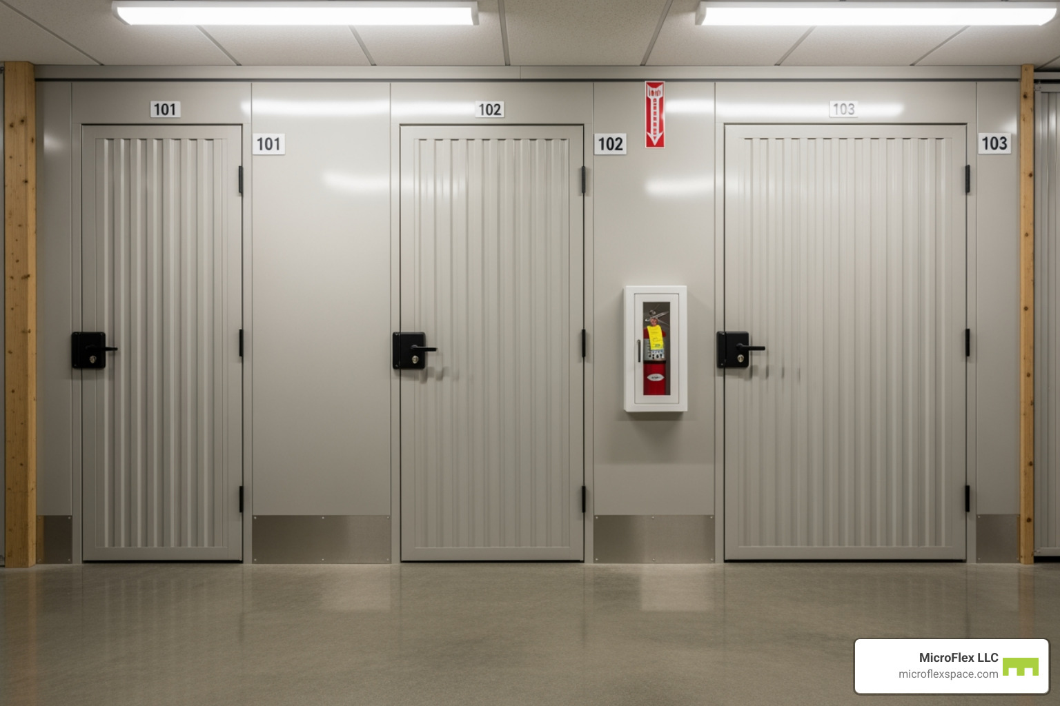 three different sized storage unit doors side-by-side - how much does it cost for short term storage