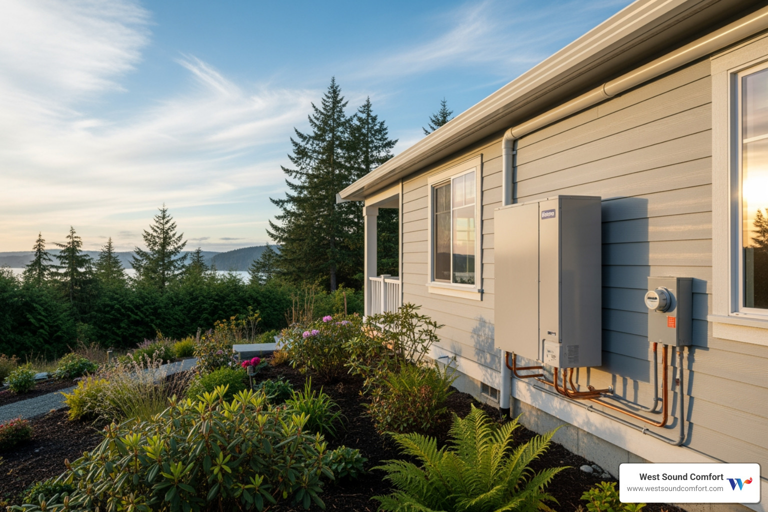 infographic showing heat pump operation in heating and cooling modes with energy efficiency ratings and local climate considerations for Poulsbo - best heat pump installation in poulsbo, wa