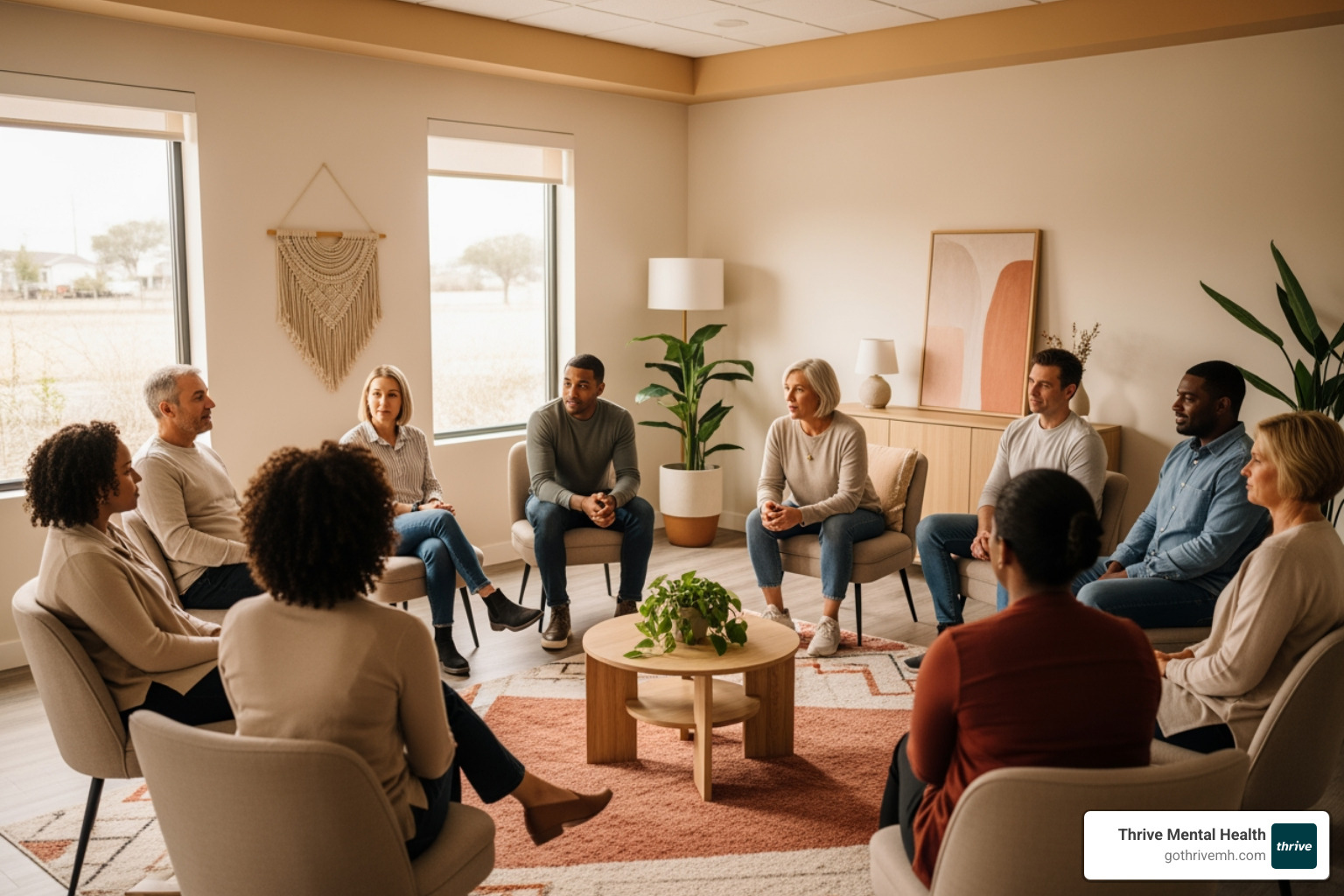 Diverse group therapy session in a modern, comfortable setting - I need mental health treatment that's more intensive than weekly therapy but less than inpatient care. What are my options in Miami, FL?