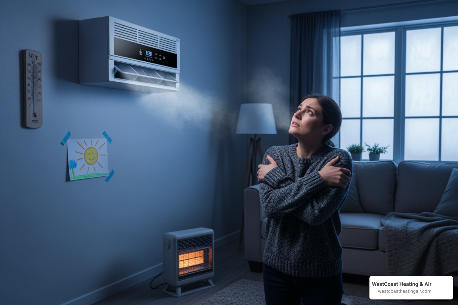 Infographic showing emergency warning signs for ductless heating systems including no heat production, strange noises, electrical smells, circuit breaker trips, ice buildup, and water leaks, with icons indicating when to call for immediate service - emergency ductless heating repair in tacoma, wa Infographic showing emergency warning signs for ductless heating systems including no heat production, strange noises, electrical smells, circuit breaker trips, ice buildup, and water leaks, with icons indicating when to call for immediate service - emergency ductless heating repair in tacoma, wa