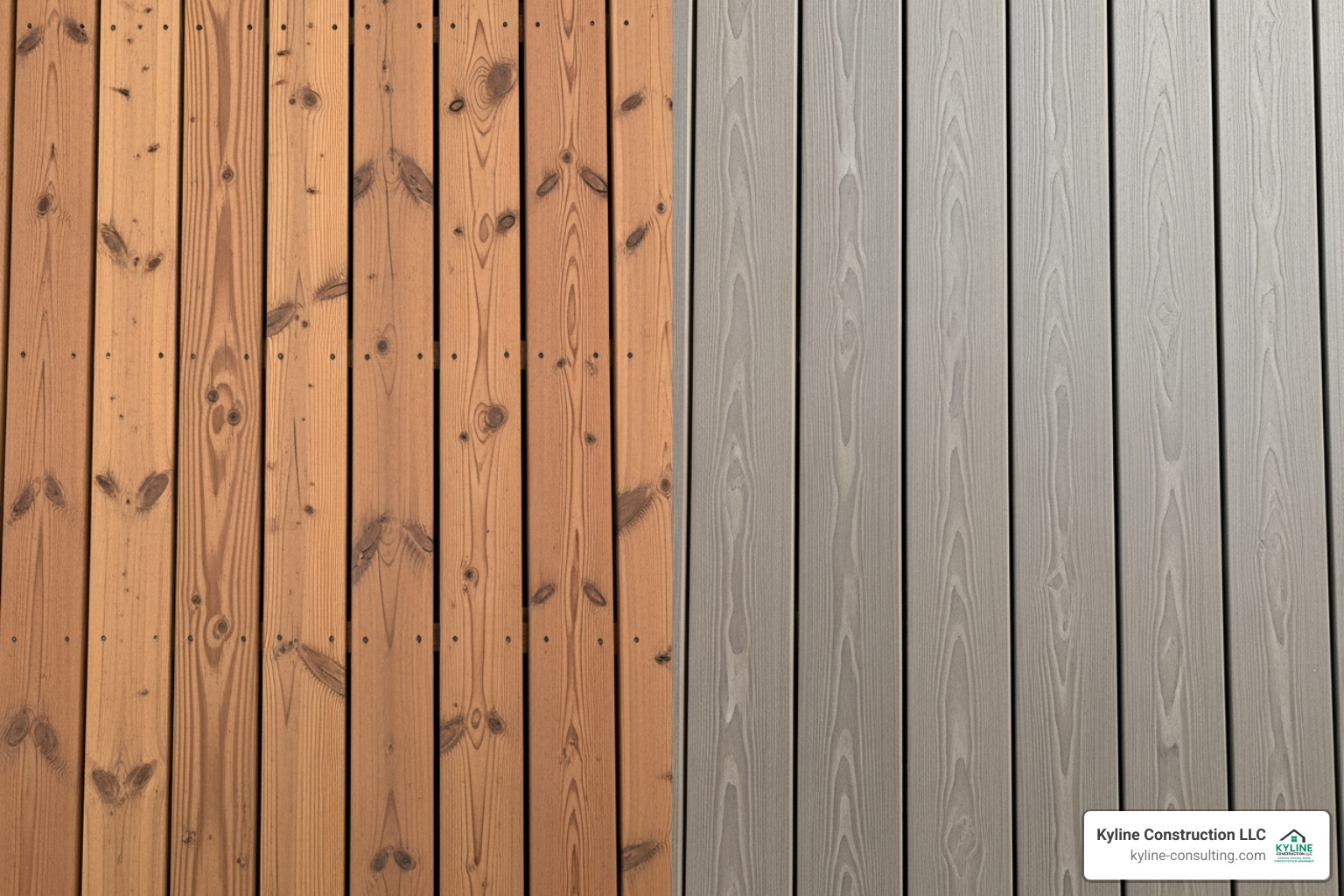 side-by-side comparison of a wood deck and a composite deck - deck builders cleveland