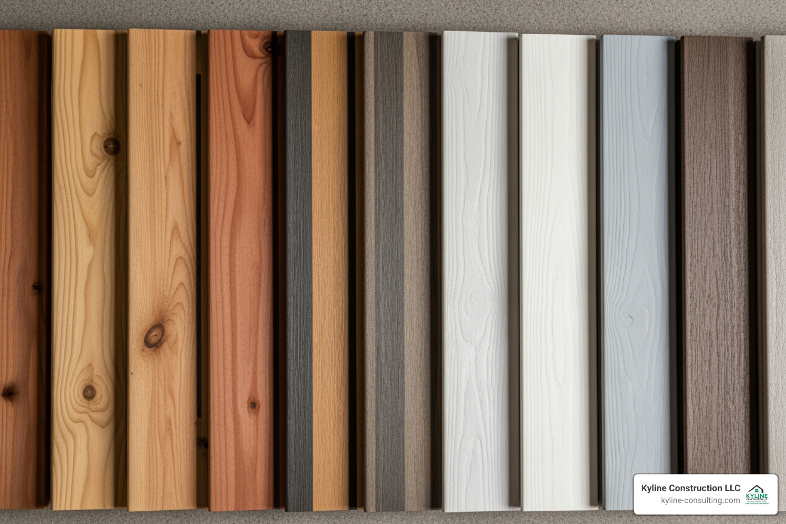 different deck material samples like composite, PVC, and wood - deck builders mentor ohio