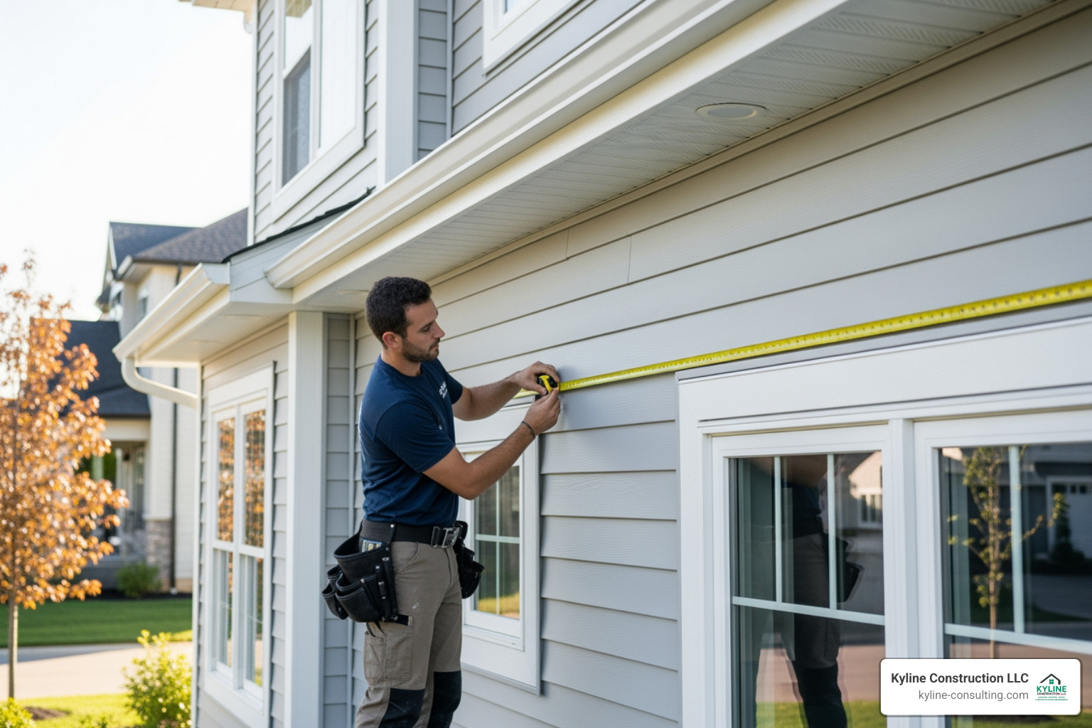 professional installer measuring siding - best vinyl siding installers near me