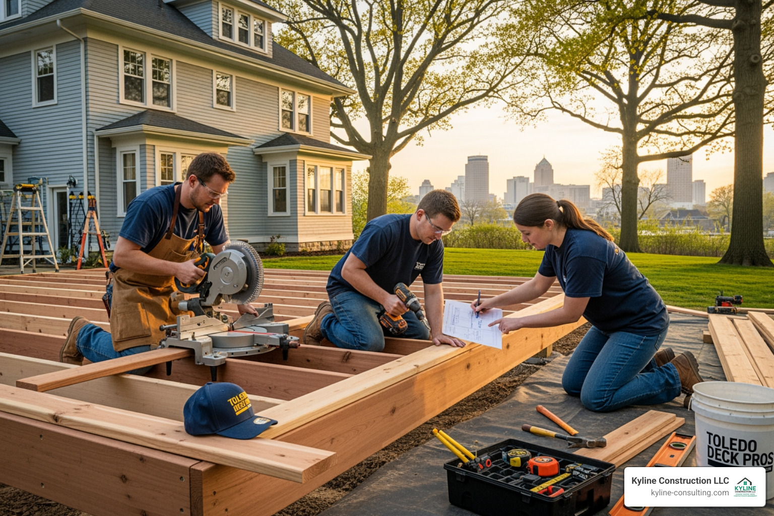 of a digital portfolio showcasing various deck styles on a tablet - deck builders in toledo ohio of a digital portfolio showcasing various deck styles on a tablet - deck builders in toledo ohio