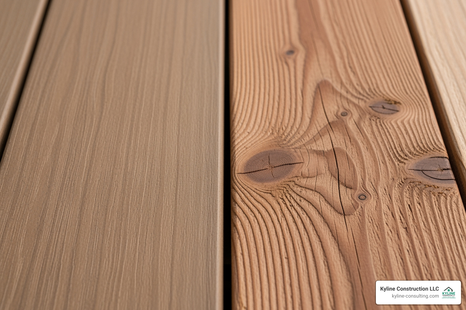 Composite decking texture next to traditional wood decking - deck builders mason ohio Composite decking texture next to traditional wood decking - deck builders mason ohio