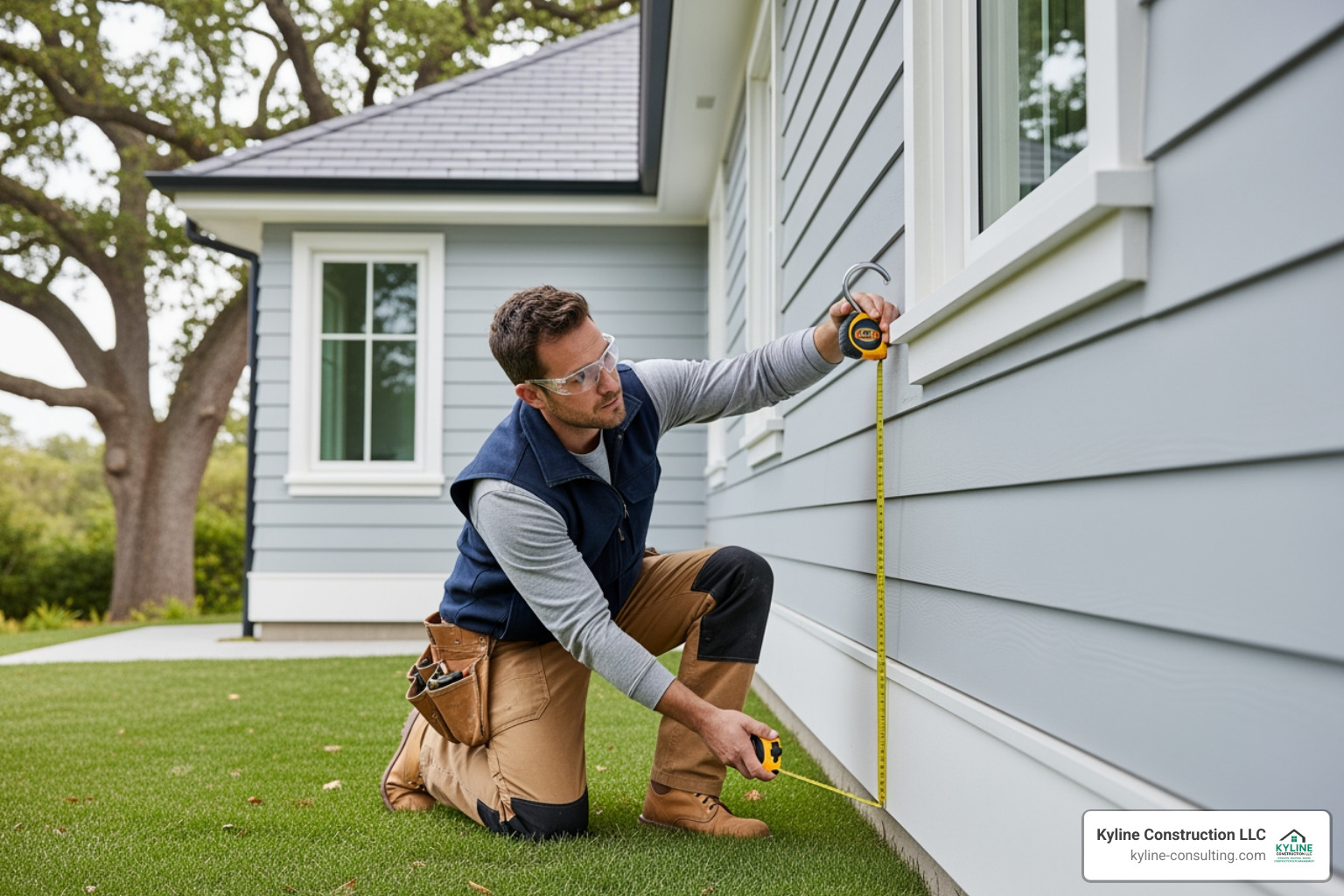 contractor measuring a house exterior - exterior renovation cost