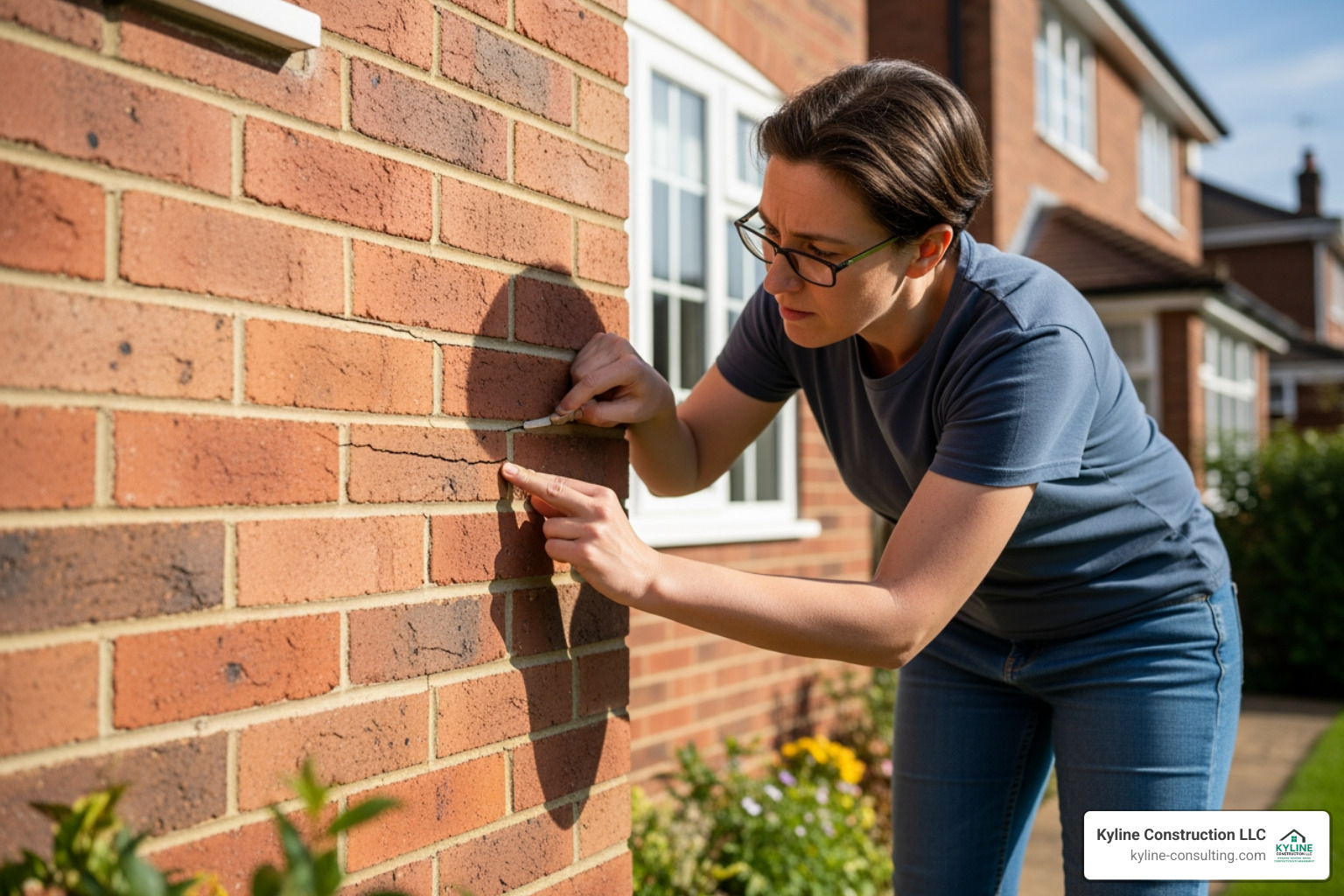 homeowner inspecting brick exterior - brick house exterior renovation