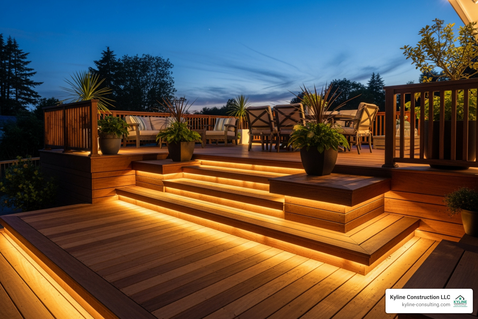 multi-level deck with integrated lighting - deck builders brunswick ohio