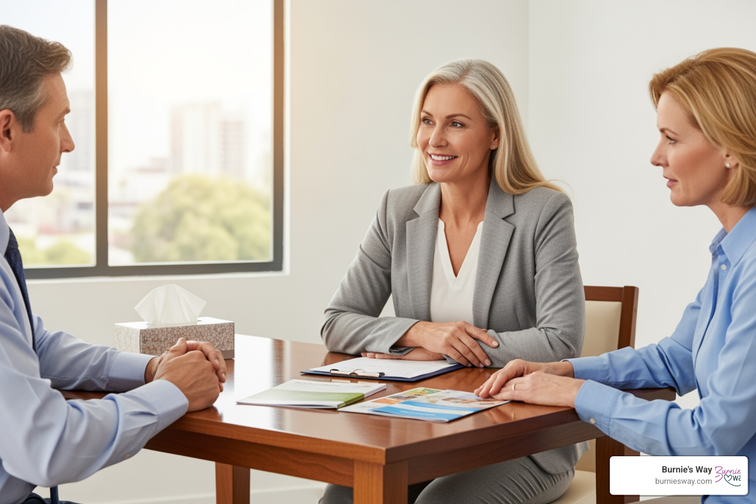 Emergency elderly care help coordinator speaking with family - emergency elderly care help