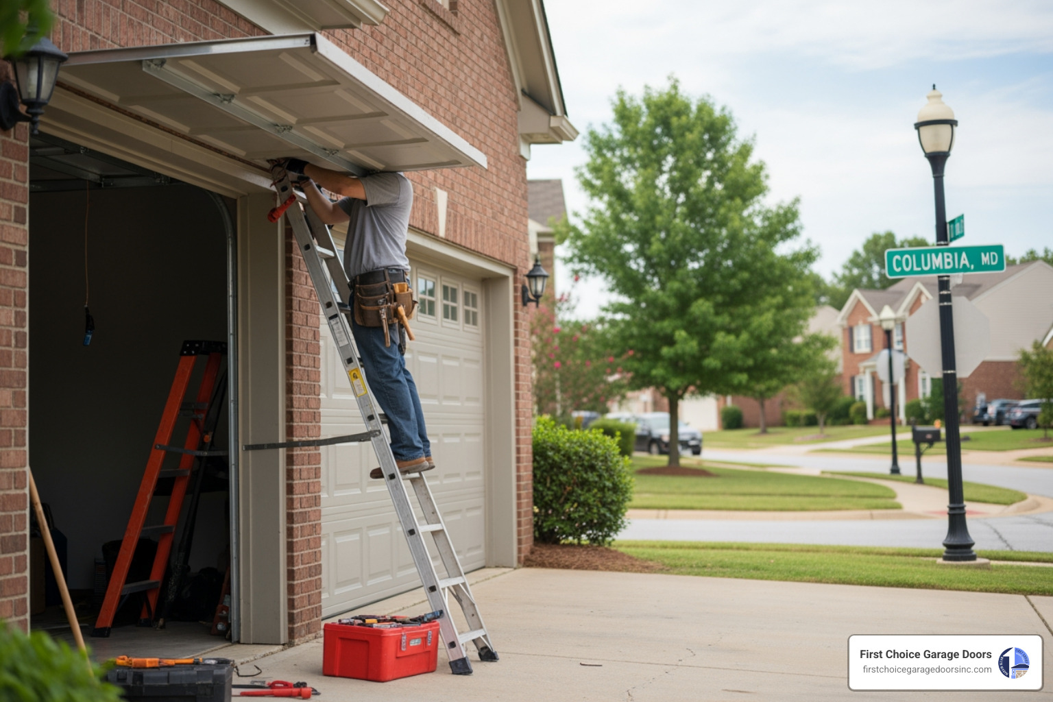 Infographic showing the top 5 warning signs that a garage door needs repair: unusual grinding or scraping noises during operation, door moves slowly or jerks while opening or closing, door won't fully open or close, visible sagging or uneven door sections, and remote control or wall switch stops responding - residential garage door repair in columbia, md Infographic showing the top 5 warning signs that a garage door needs repair: unusual grinding or scraping noises during operation, door moves slowly or jerks while opening or closing, door won't fully open or close, visible sagging or uneven door sections, and remote control or wall switch stops responding - residential garage door repair in columbia, md