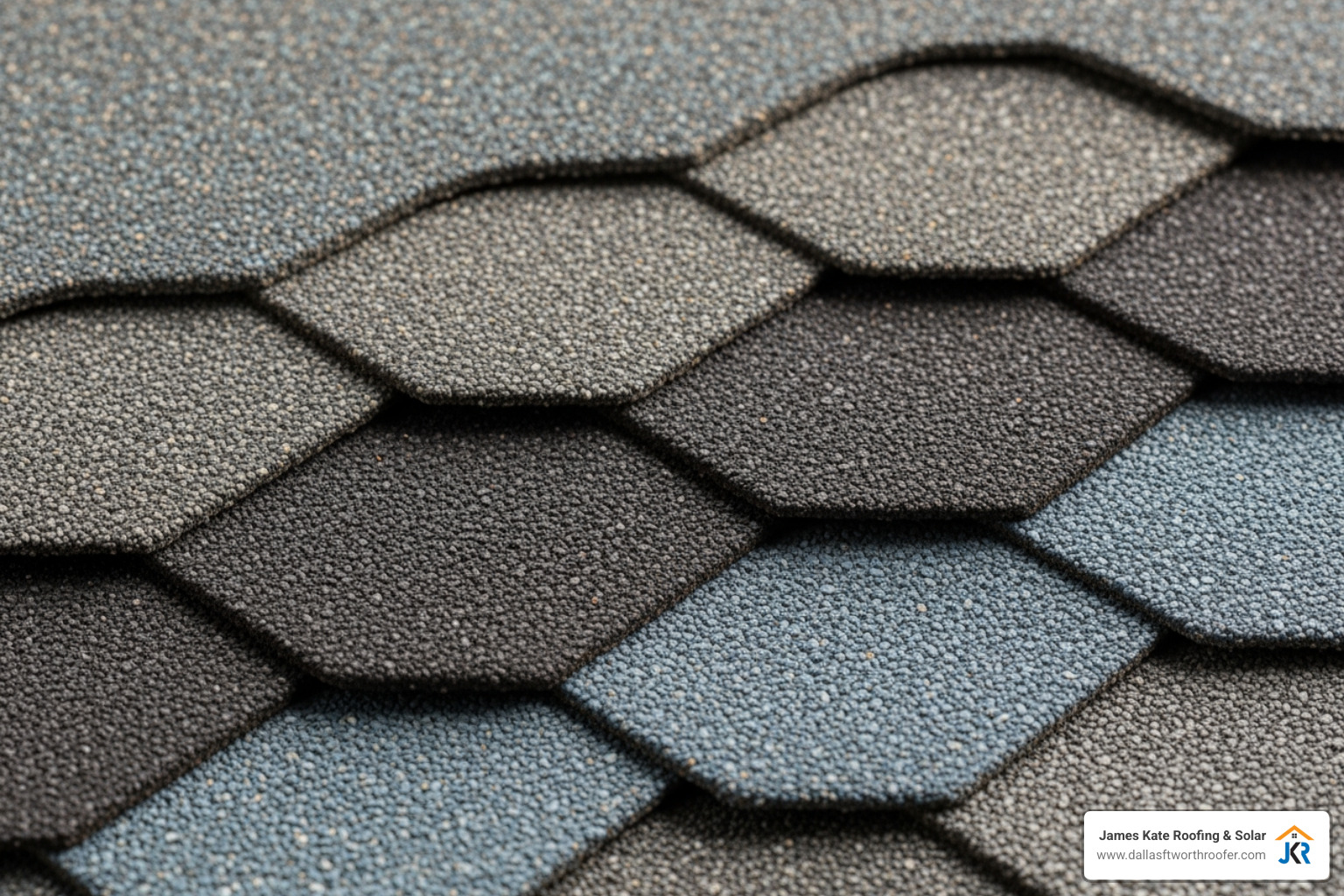 A wide variety of asphalt shingle colors and styles displayed in a palette, illustrating design versatility - asphalt composition shingle roof