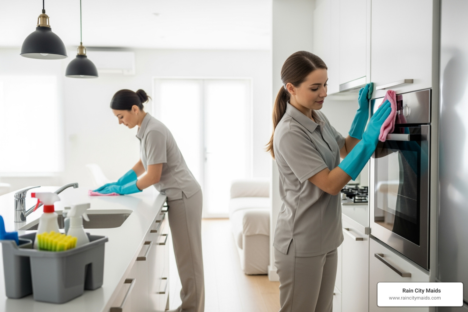 infographic showing the 4-step move-out cleaning process: 1. Book online or by phone with your move-out date and home details, 2. Professional crew arrives with all supplies and equipment, 3. Comprehensive cleaning of all rooms, surfaces, and fixtures per checklist, 4. Final walkthrough and satisfaction guarantee - house move-out services in lynnwood, wa