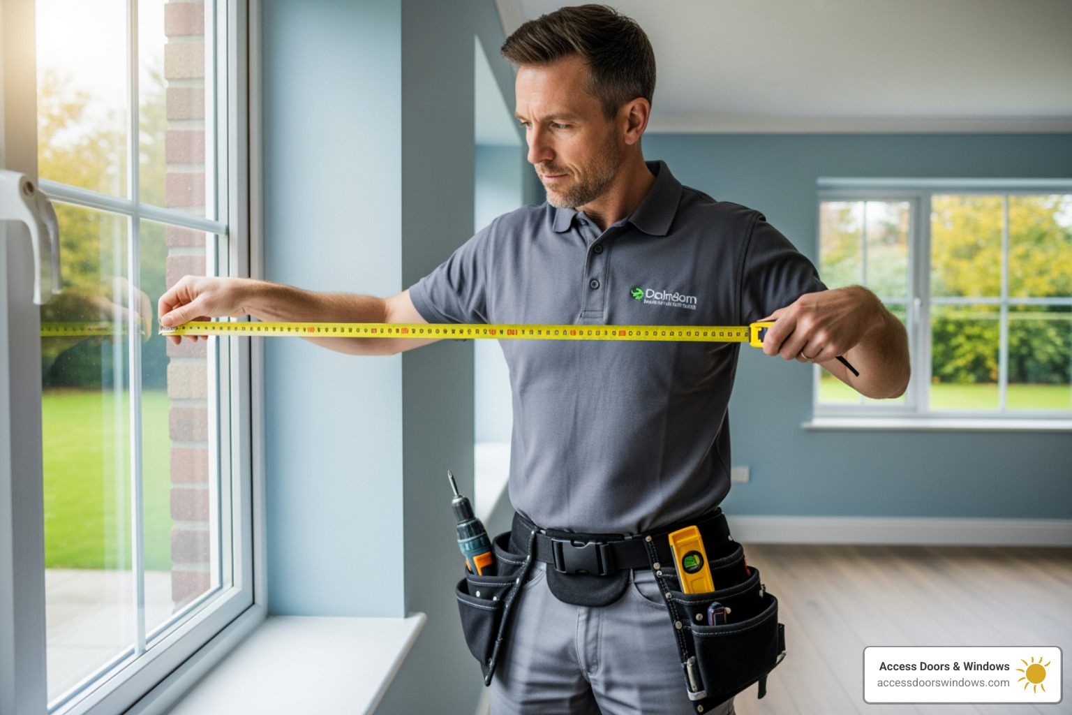 Professional measuring a window for installation - how much does it cost to install hurricane impact windows