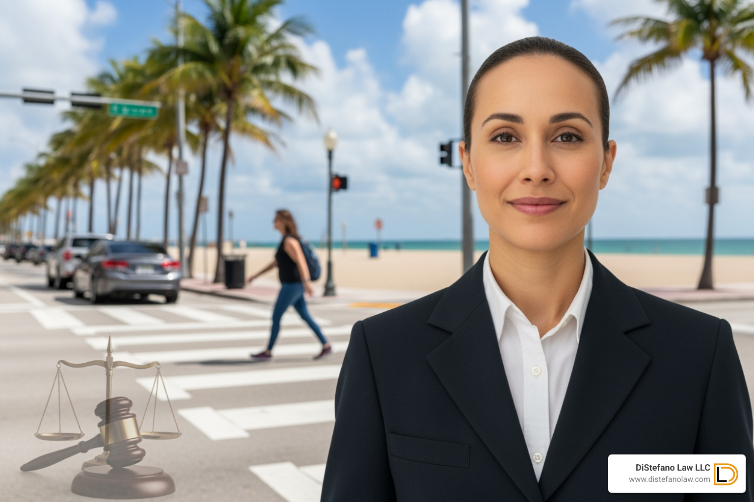 the busy intersection at Broward Boulevard and Federal Highway - pedestrian accident attorney fort lauderdale