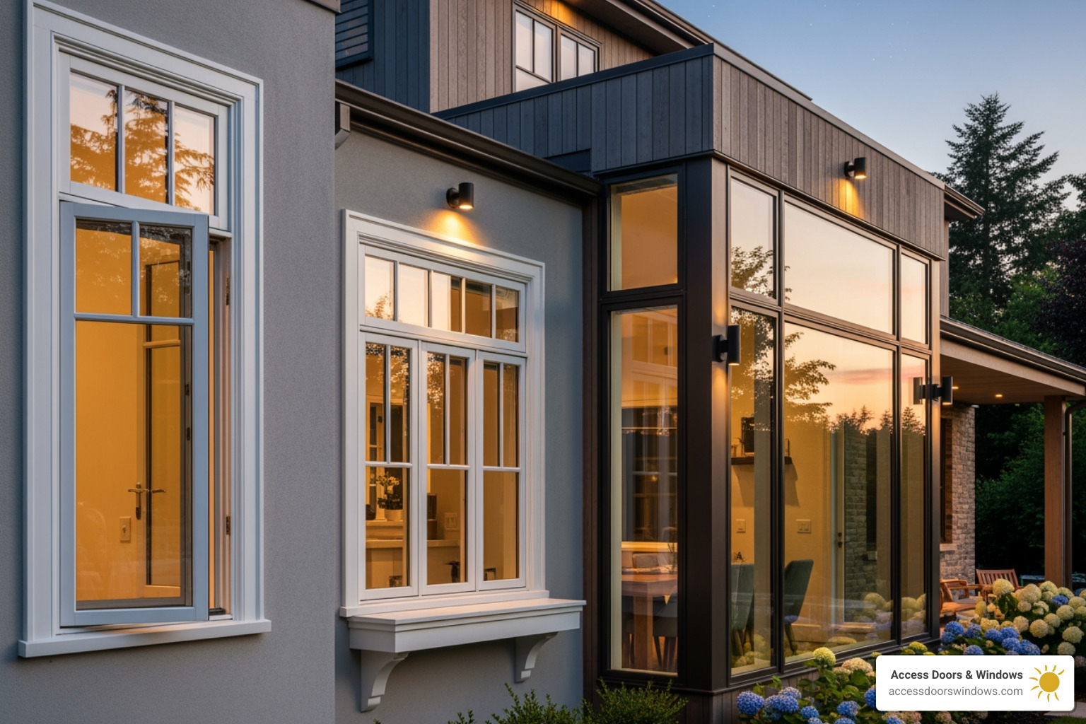 Image showing different window styles like casement, double-hung, and picture windows - local window installers near me Image showing different window styles like casement, double-hung, and picture windows - local window installers near me