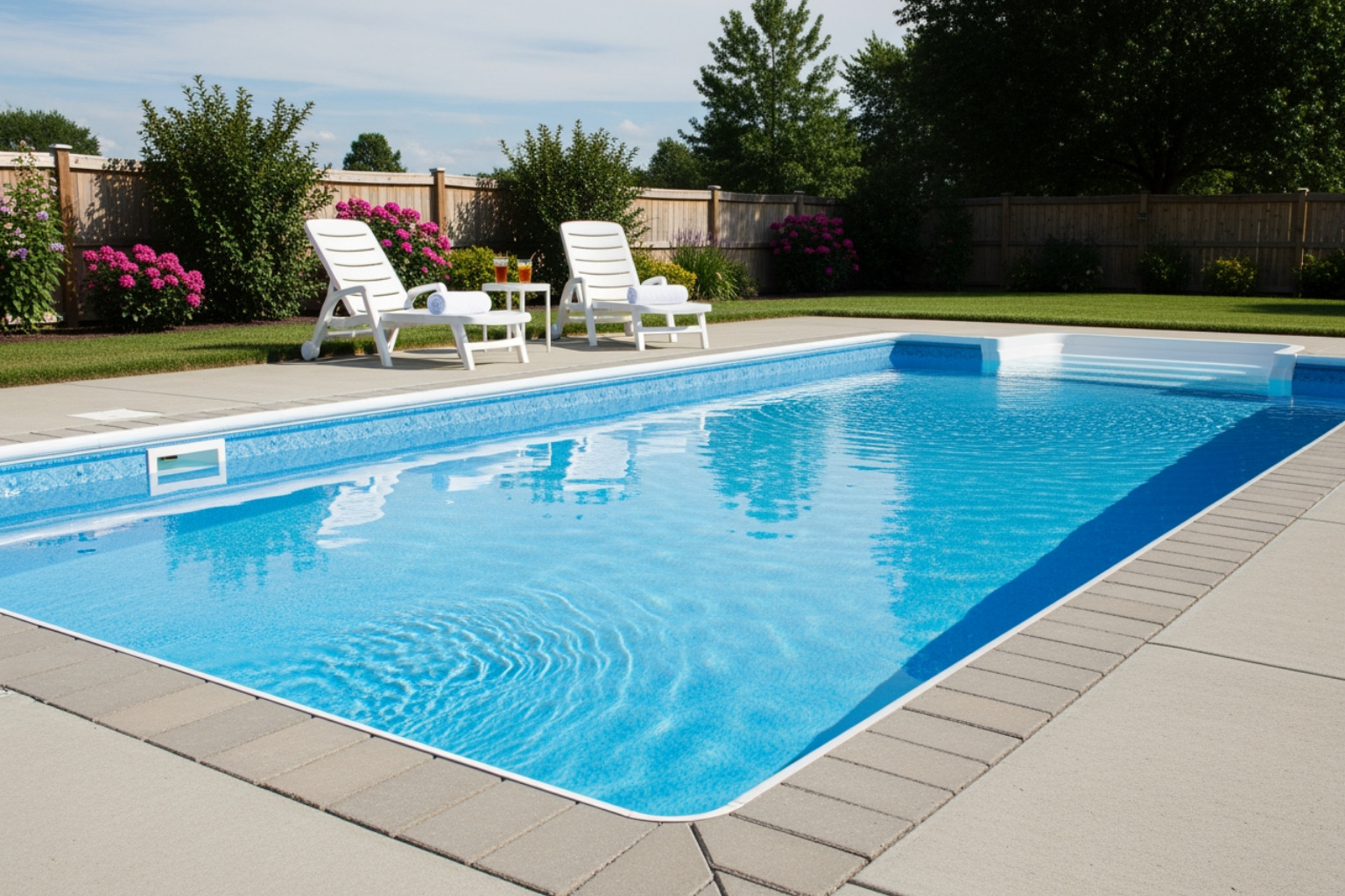 Clean, simple 12x24 rectangular vinyl liner pool - how much does a 12x24 inground pool cost Clean, simple 12x24 rectangular vinyl liner pool - how much does a 12x24 inground pool cost