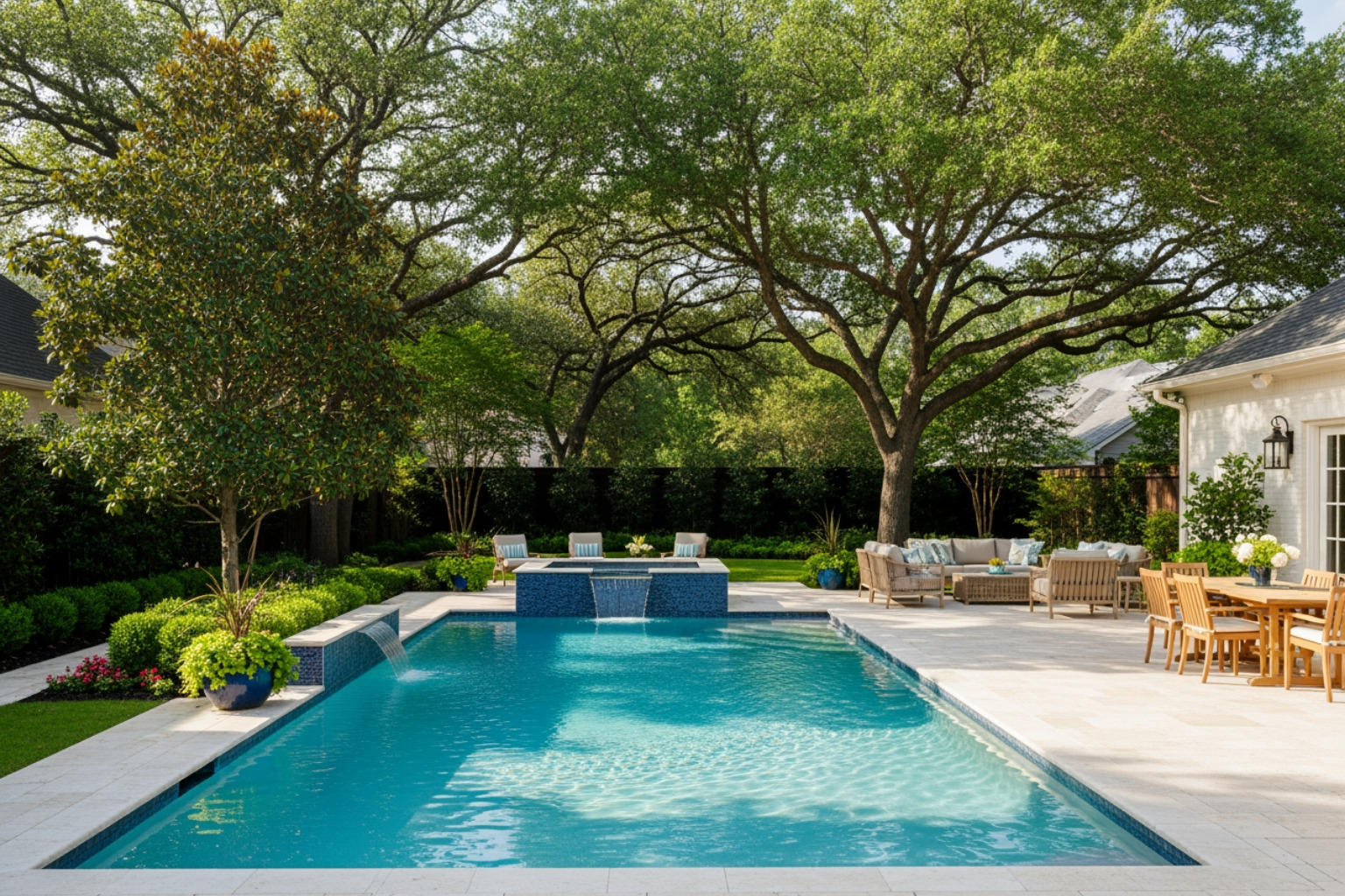 Beautiful mid-range custom pool in a classic Houston-style backyard - cost to install a pool in houston Beautiful mid-range custom pool in a classic Houston-style backyard - cost to install a pool in houston