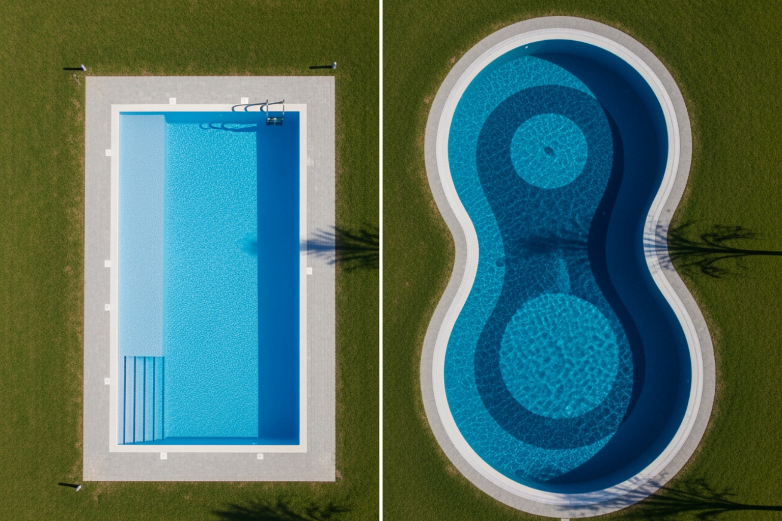 Side-by-side comparison of two custom pool shapes - cost to install a pool in houston Side-by-side comparison of two custom pool shapes - cost to install a pool in houston