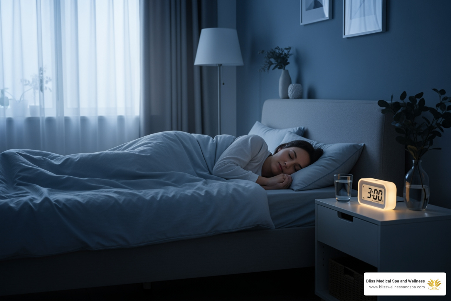 person sleeping peacefully in cool bedroom - night sweat treatment