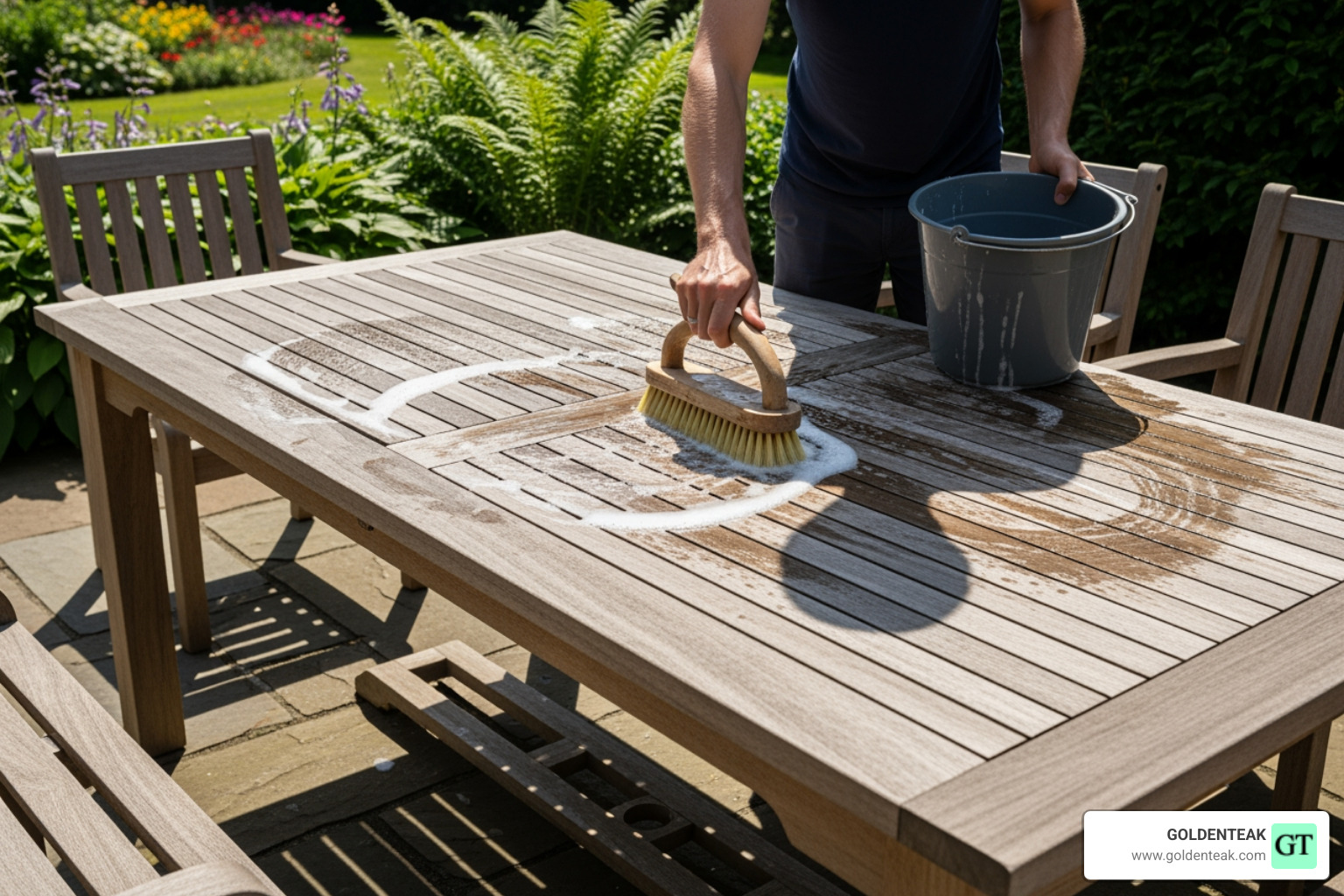 cleaning Goldenteak dining table - Can I leave teak furniture outside in the snow without a cover?