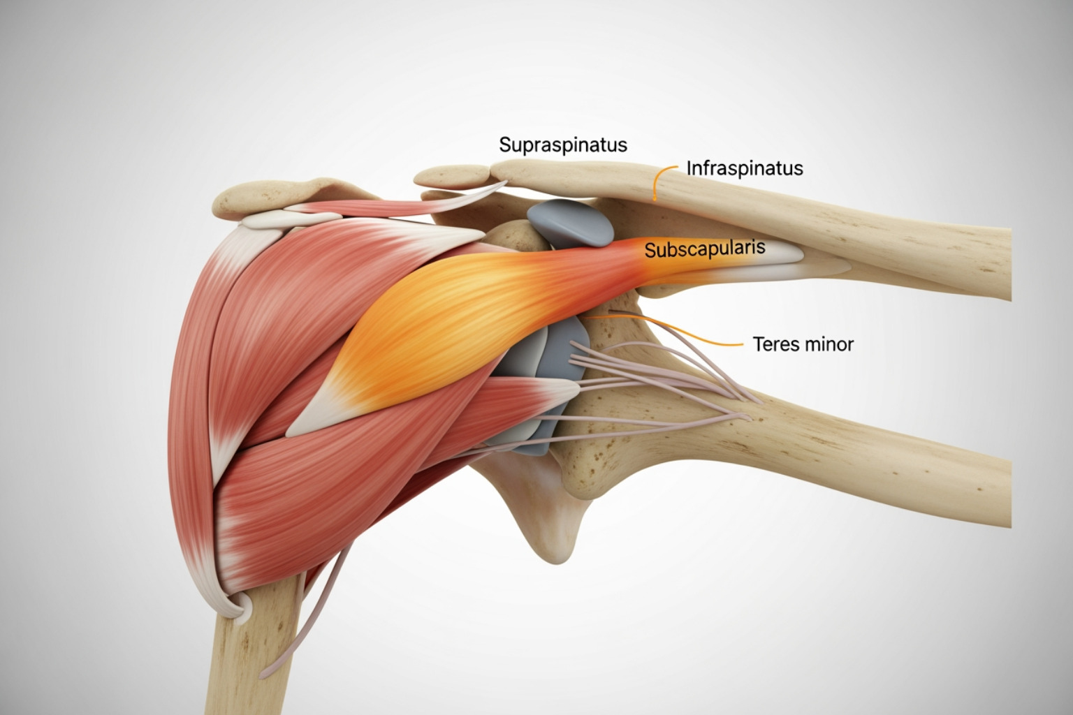 rotator cuff muscles with subscapularis highlighted - subscapularis muscle pain