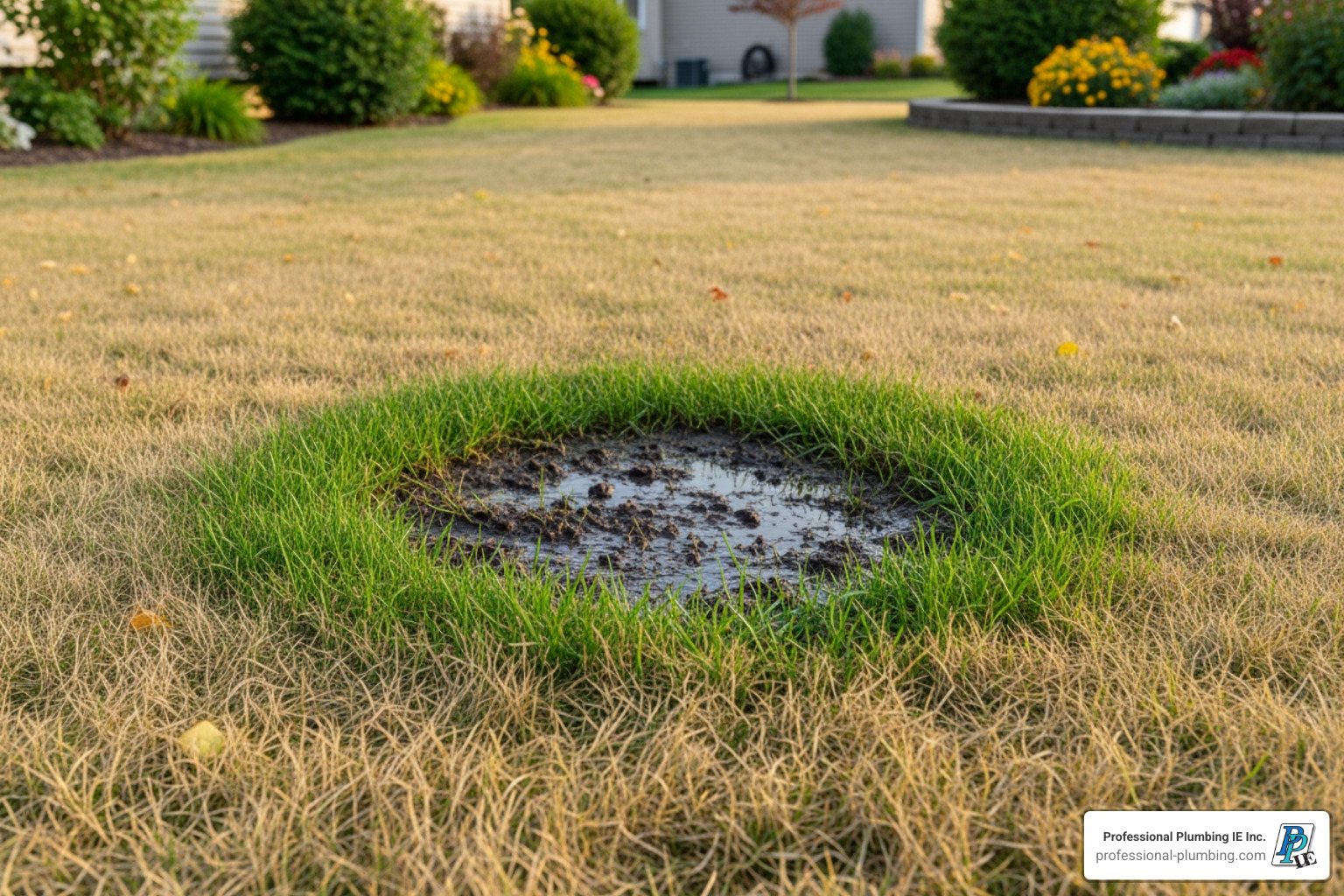 soggy patch of grass - main water line leak