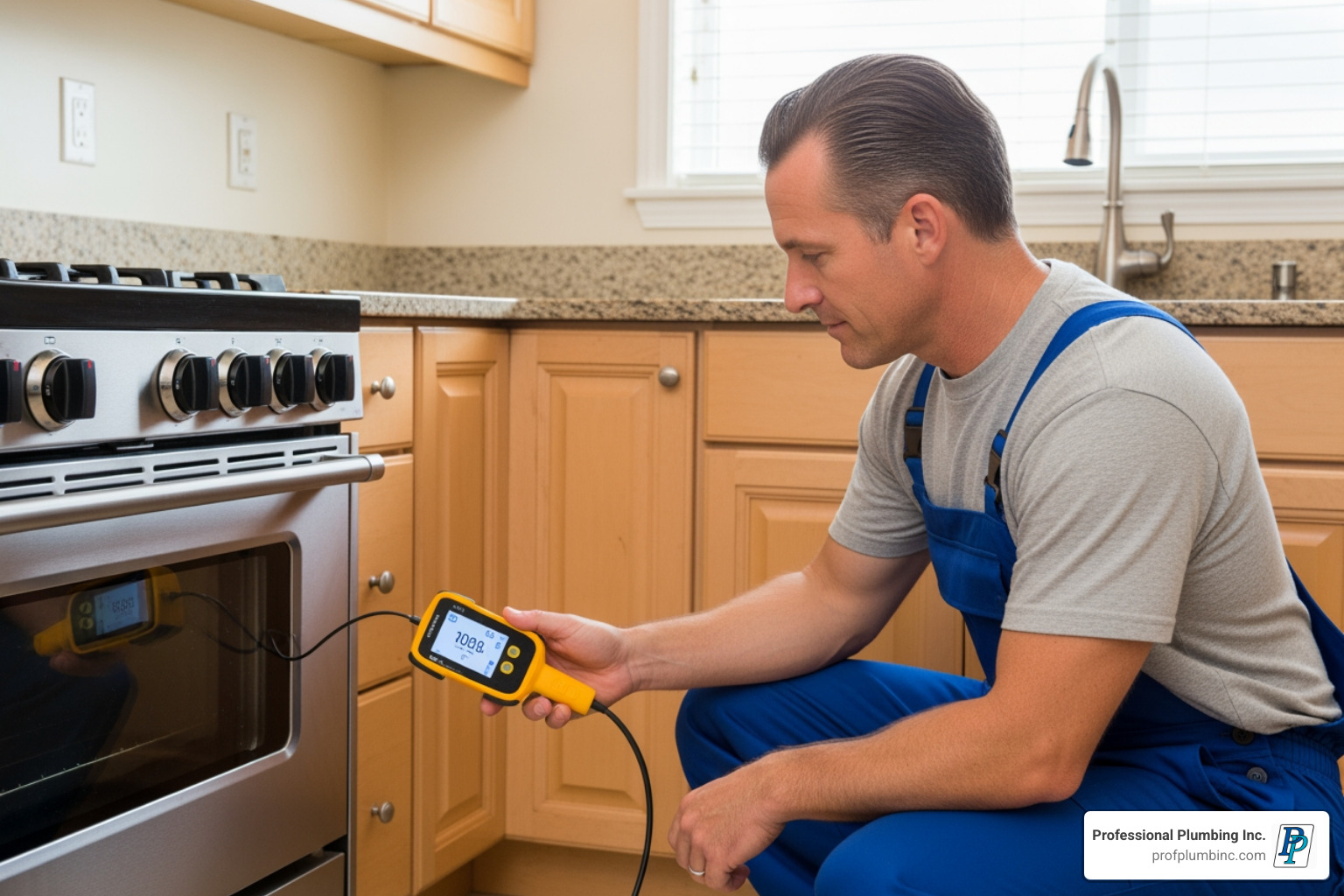 plumber using electronic leak detection equipment in a local home - gas lines repair orange county plumber using electronic leak detection equipment in a local home - gas lines repair orange county