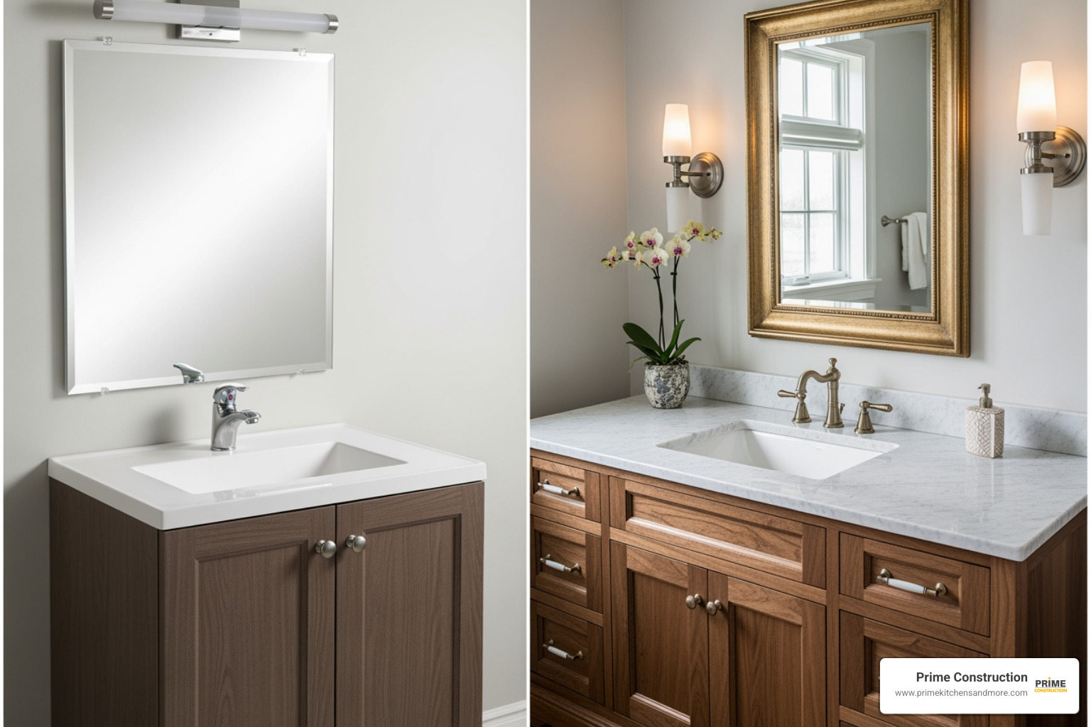 basic vanity with a custom, high-end one - Bathroom remodeling costs