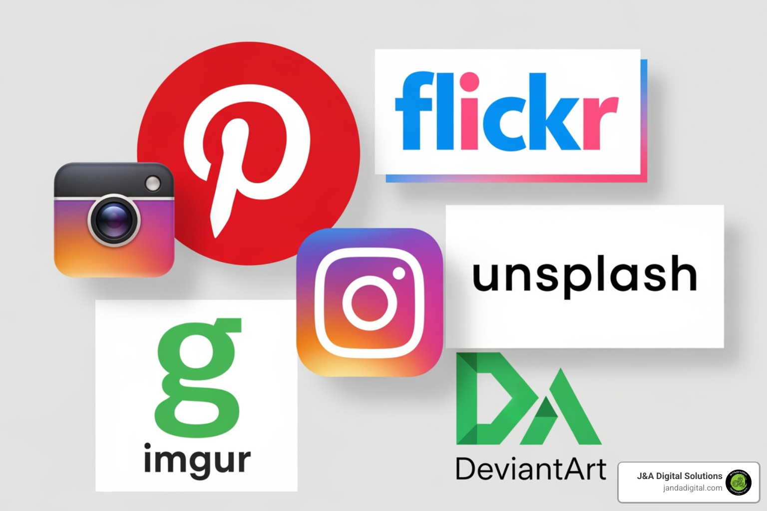 Collage of logos from top image submission sites including Pinterest, Flickr, Instagram, Imgur, Unsplash, and DeviantArt - Image submission backlinks Collage of logos from top image submission sites including Pinterest, Flickr, Instagram, Imgur, Unsplash, and DeviantArt - Image submission backlinks
