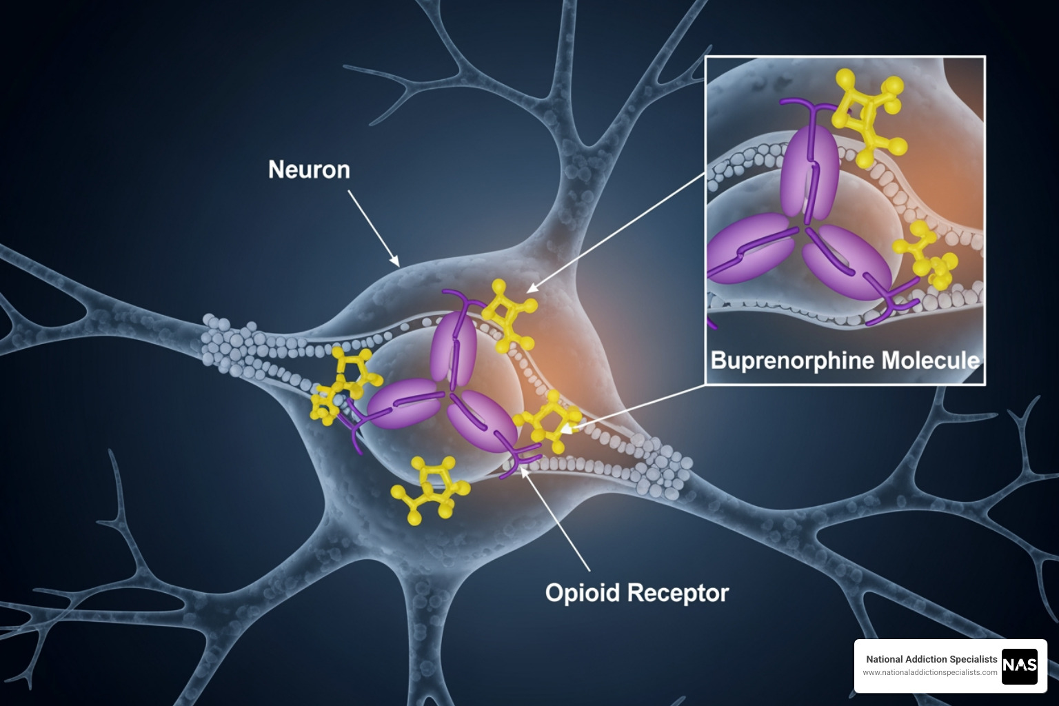 diagram showing how buprenorphine works on opioid receptors in the brain - Suboxone Telehealth Medicaid diagram showing how buprenorphine works on opioid receptors in the brain - Suboxone Telehealth Medicaid