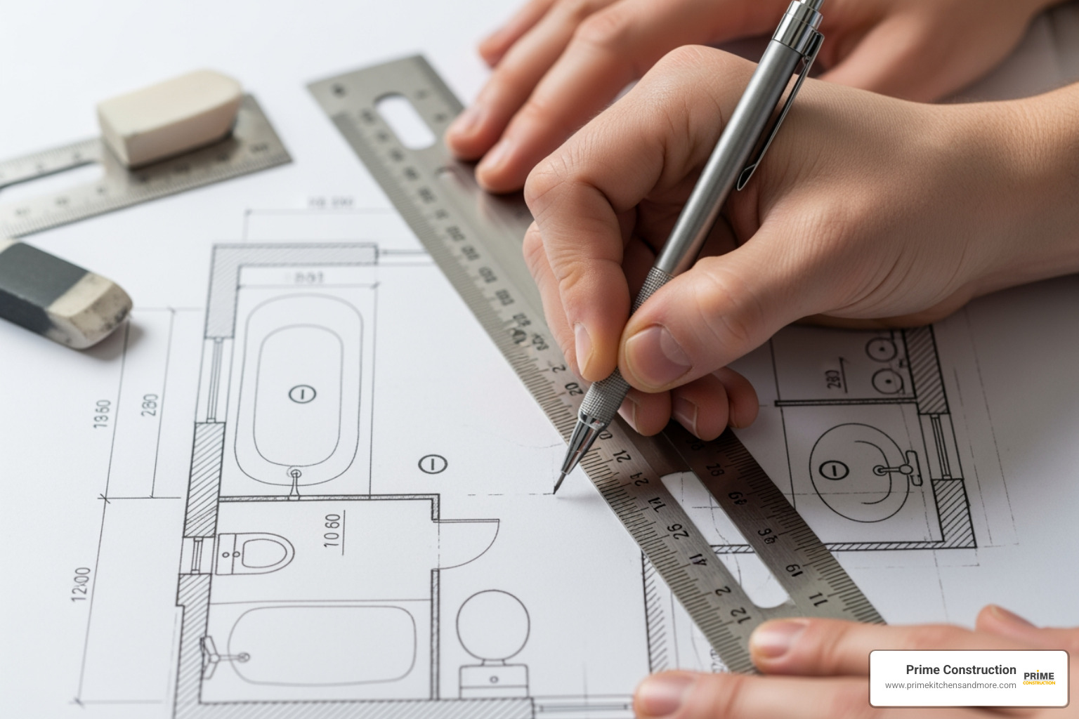 person sketching bathroom layout - bathroom remodeling ideas