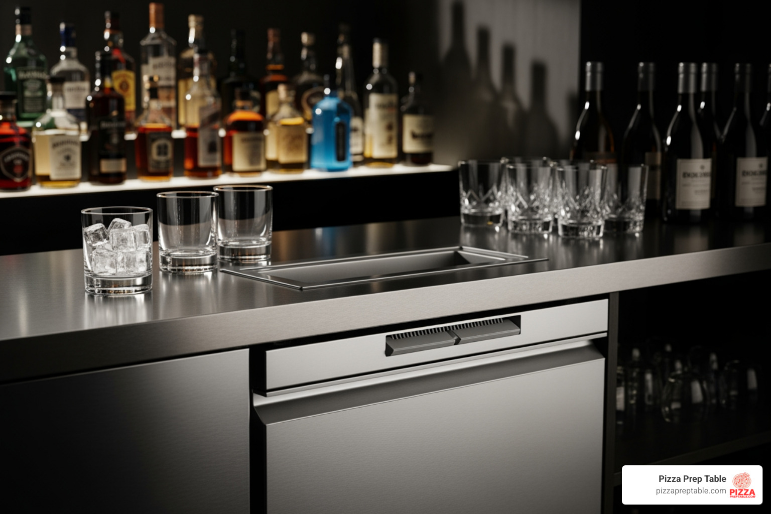 stainless steel undercounter ice maker in a bar - bar ice maker