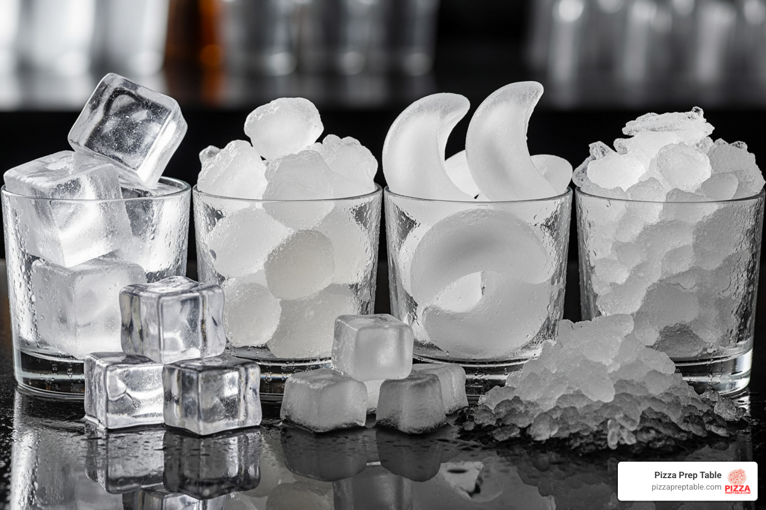 different ice types side-by-side - bar ice maker
