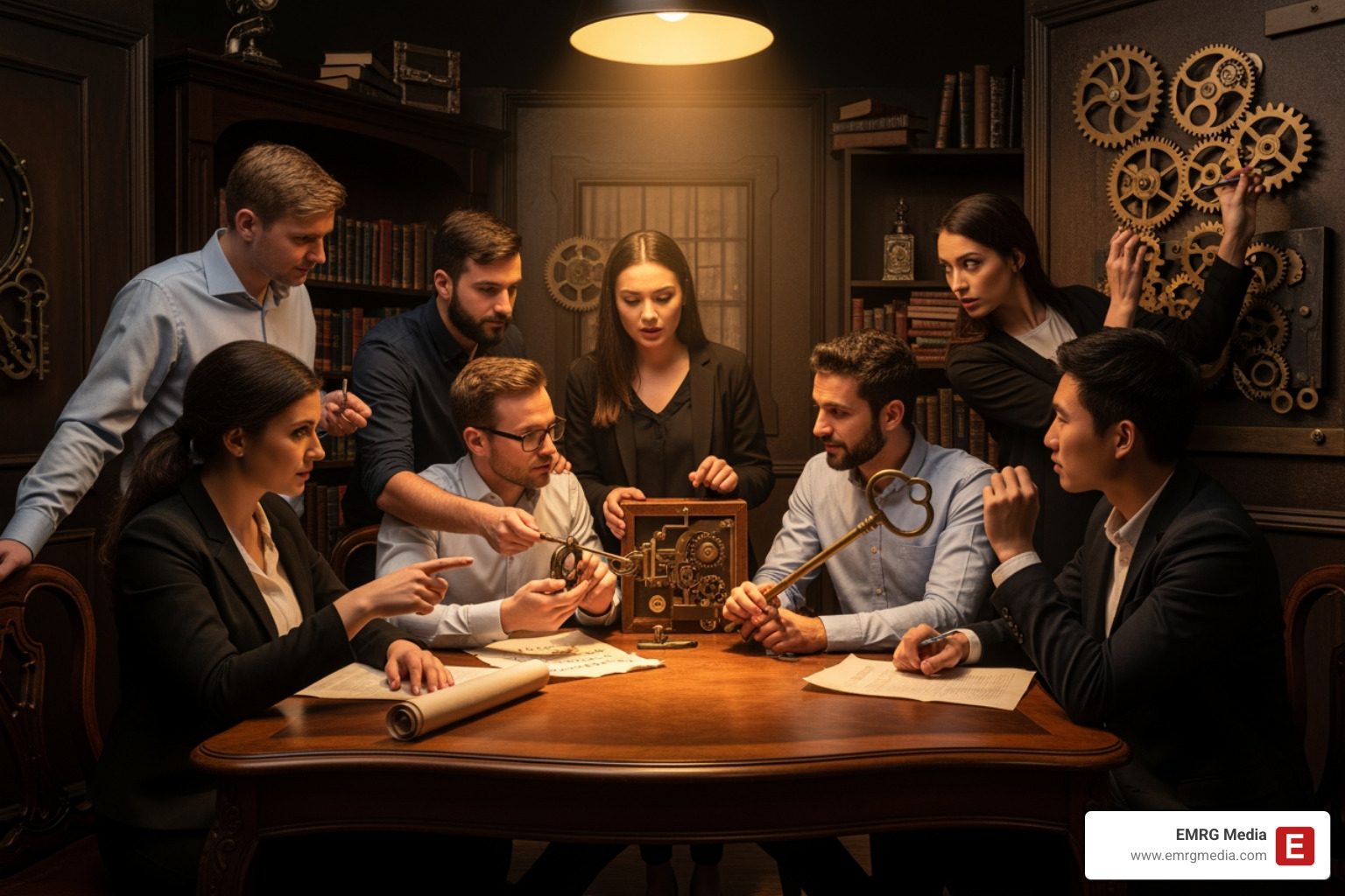 team participating in an escape room - teambuilding