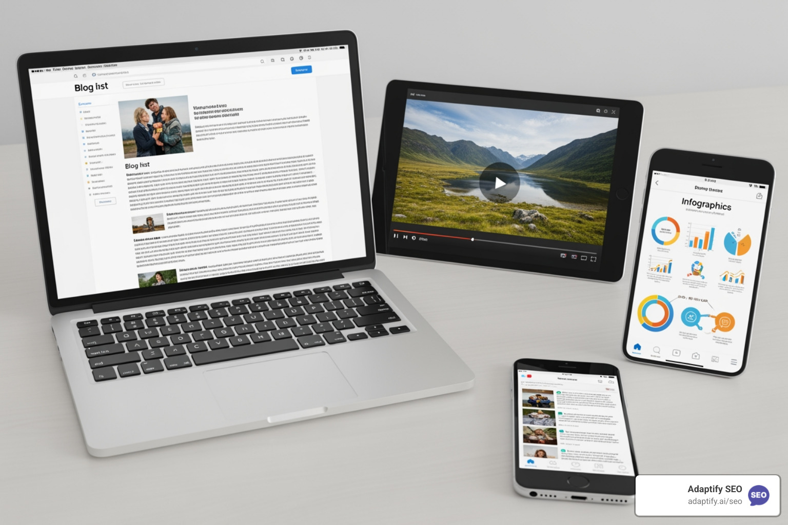 different types of content on various devices - content creation services