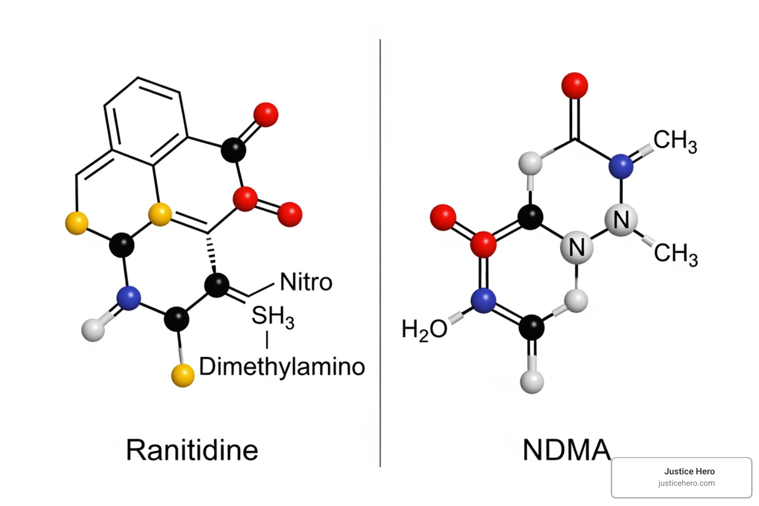Molecular structures of Ranitidine and NDMA - what kind of cancer does zantac cause