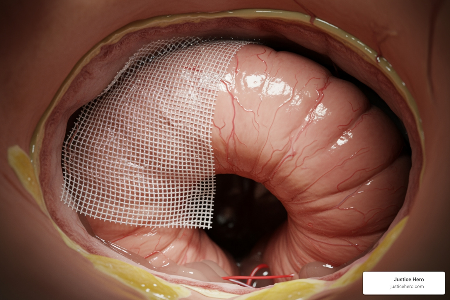 mesh adhesion to the bowel - abdominal hernia mesh complications