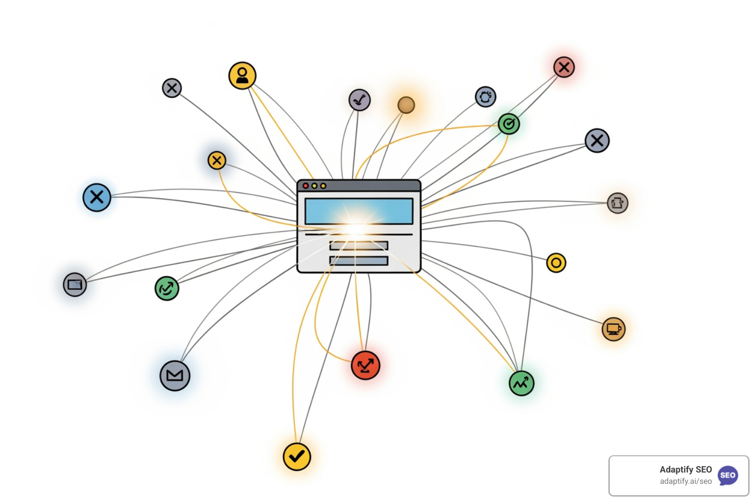 Diagram illustrating various backlink quality metrics such as Domain Authority, Trust Flow, Referring Domains, and Anchor Text variation. - seo backlink monitoring
